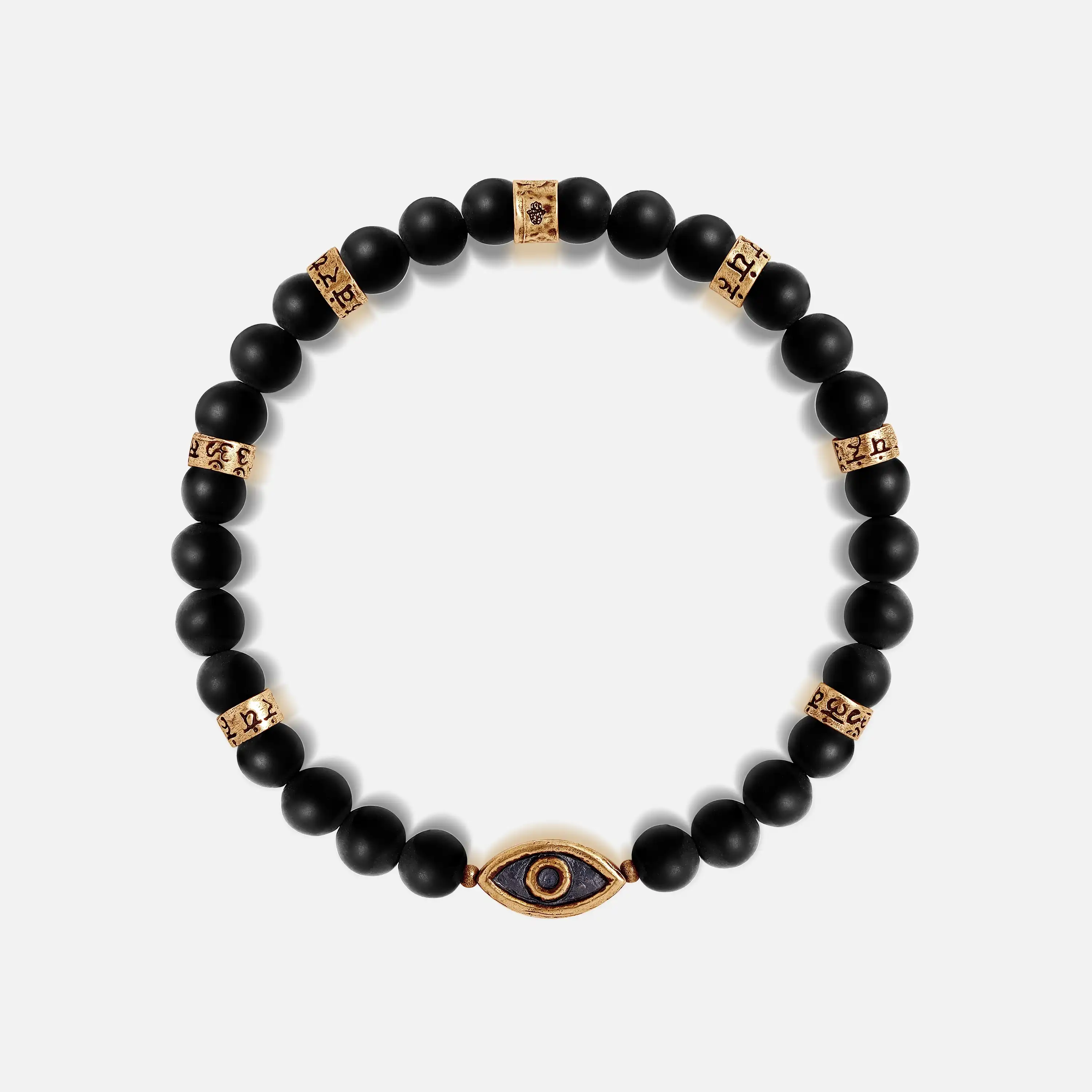 Karma and Luck Divine Calmness Evil Eye Mantra Matte Onyx Bracelet - $79.00 at West Path 