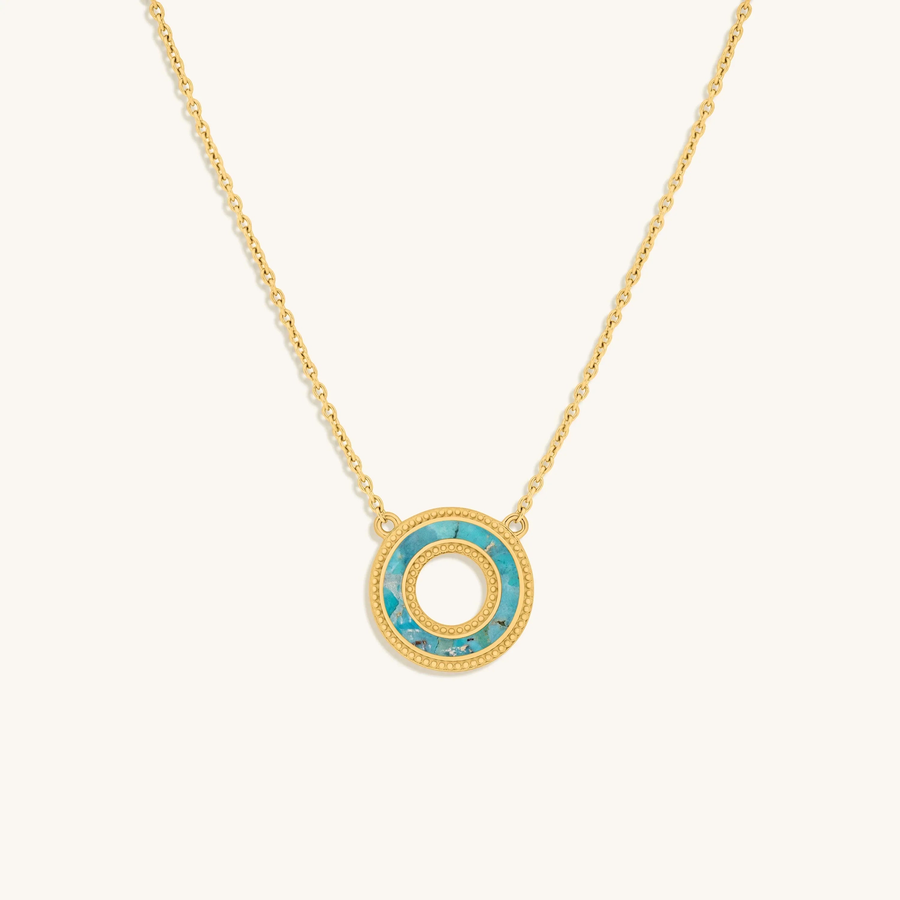 Karma and Luck Elevated Existence Turquoise Karma Circle Gold Necklace - $149.00 at West Path 