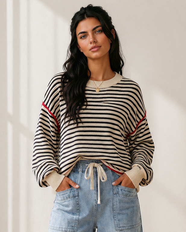 Indie & Co. Elle Ribbed Trim Drop Shoulder Oversized Sweater - $68.00 at West Path 