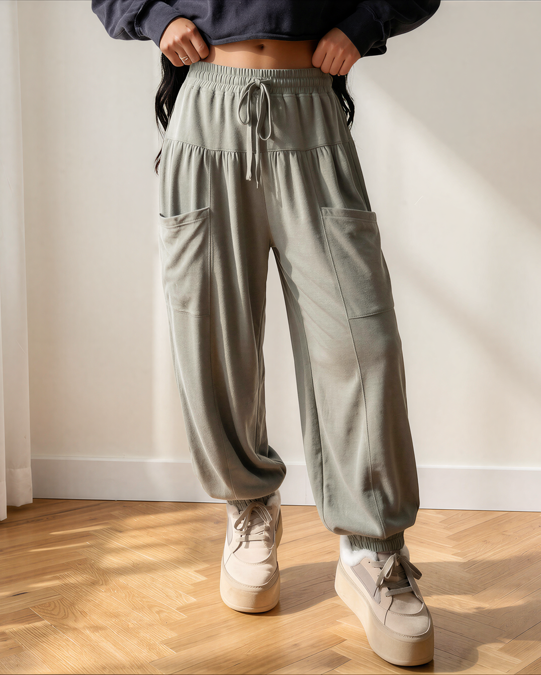 Indie & Co. Fern Elastic Waist Drawstring Wide Leg Full Length Pants - $64.00 at West Path 