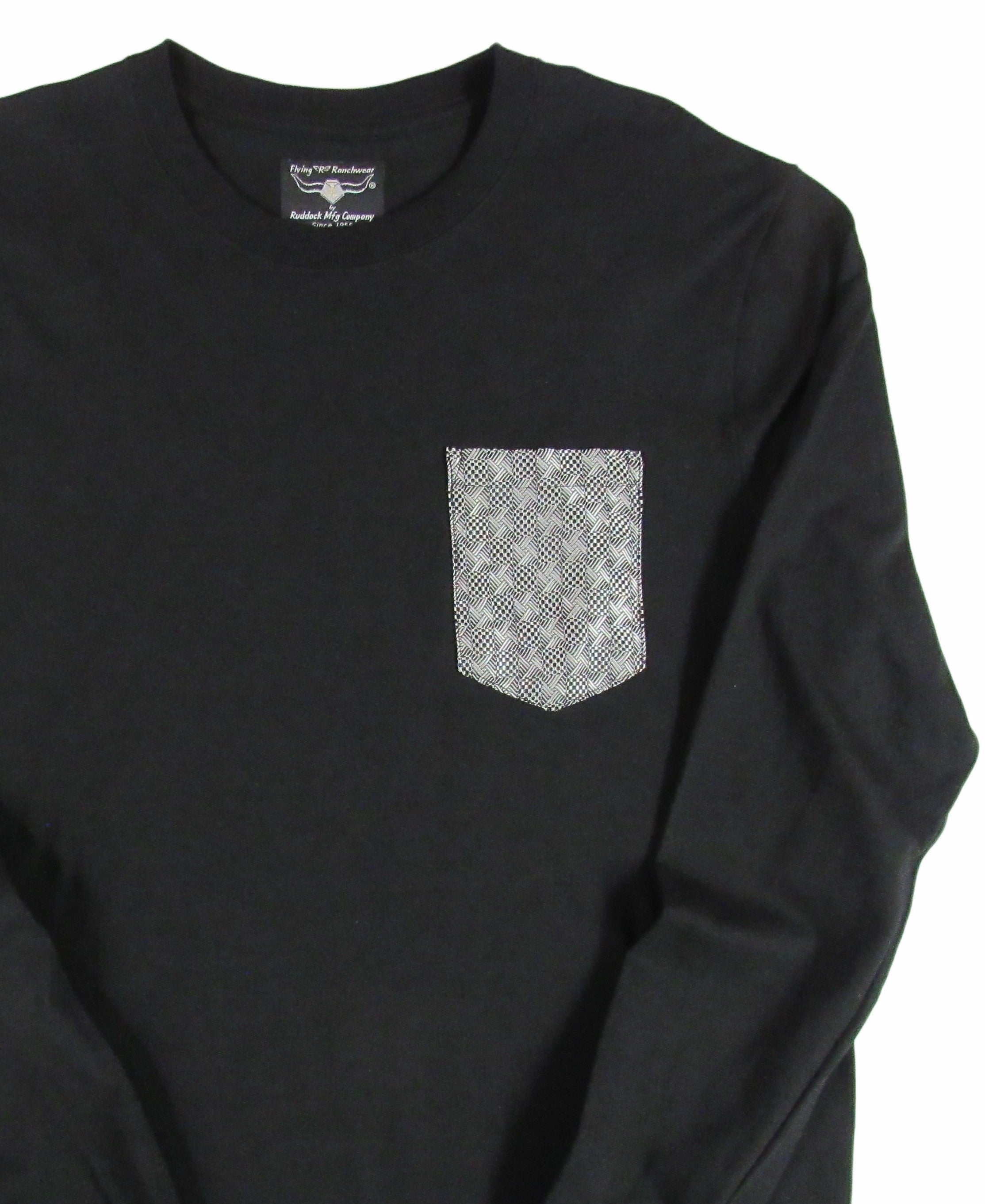 ruddockshirts.com Flying R Ranchwear - Geometric Jacquard - Long Sleeve - Pocket T-shirt - Made in USA - $34.95 at West Path 