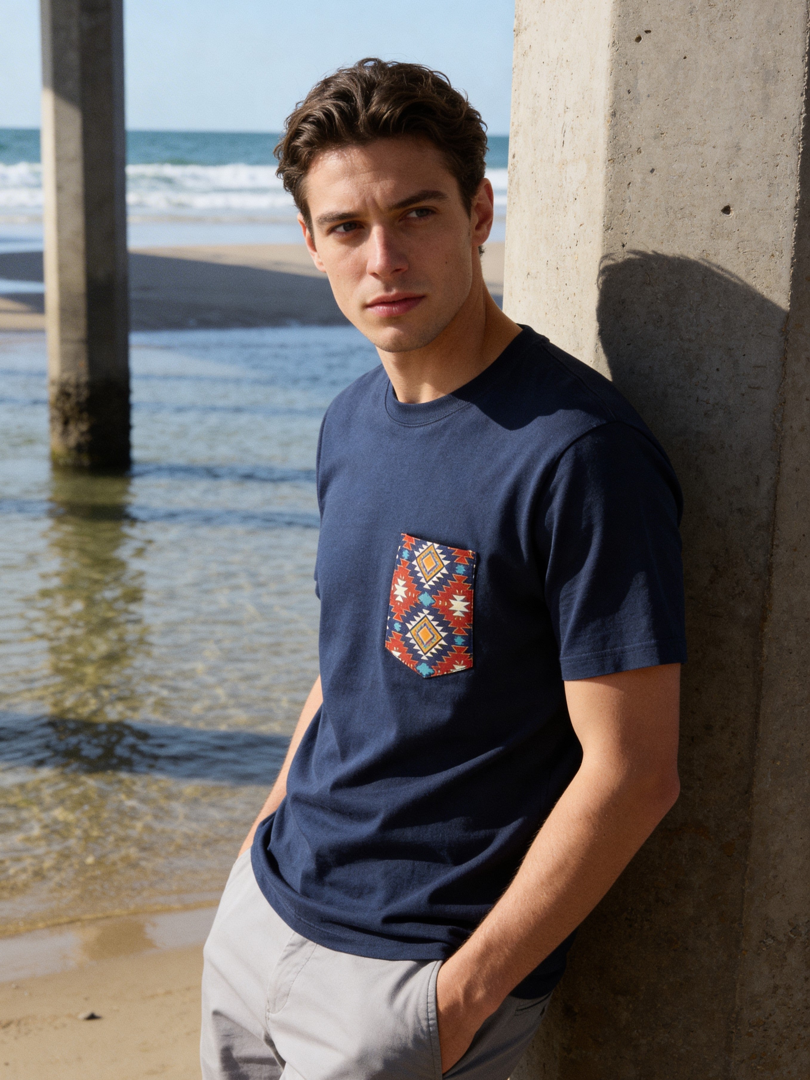 RUDDOCK - Navy with Southwest Print - Pocket T-shirt - Made in USA - $29.95 at West Path 