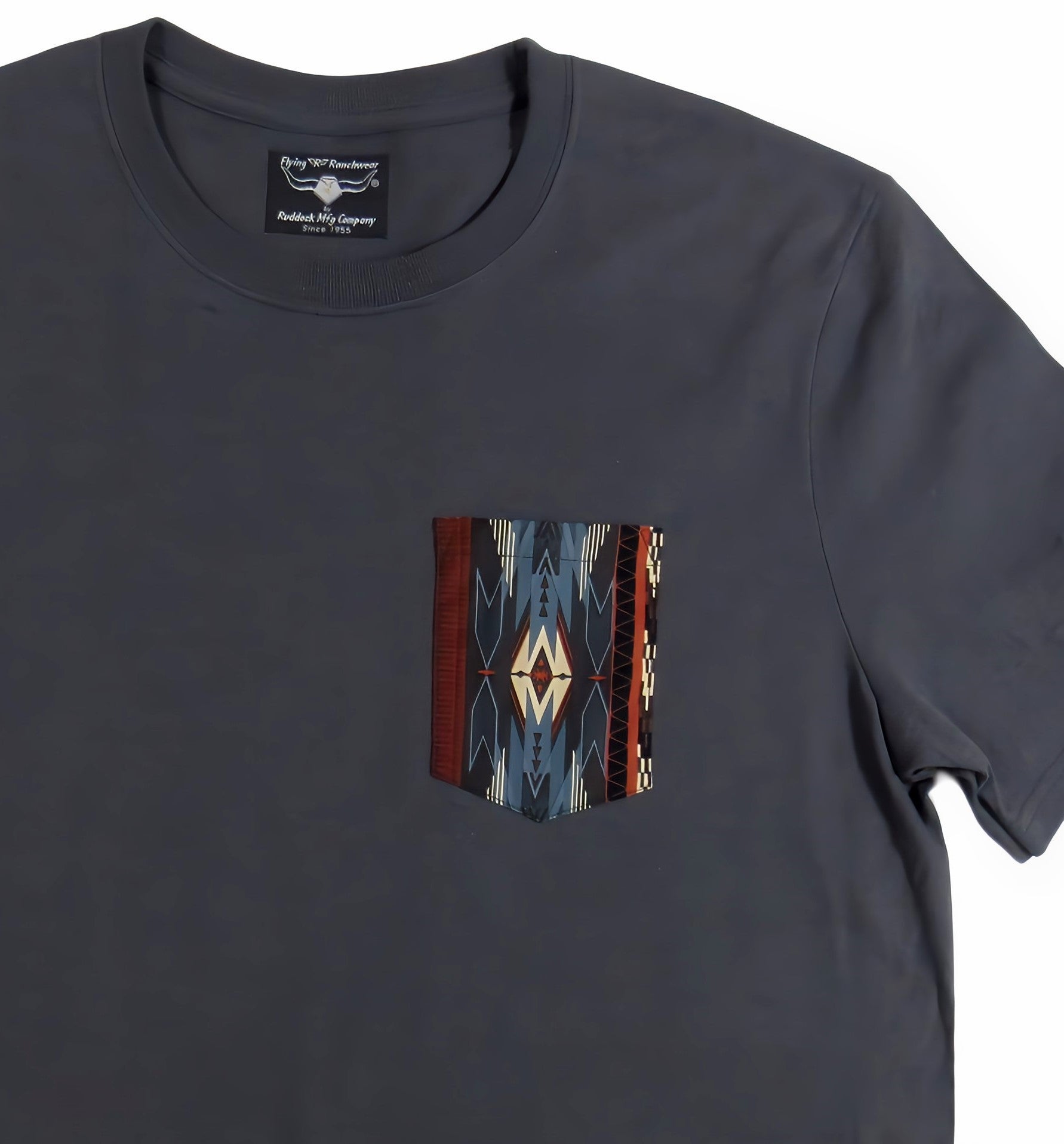 RUDDOCK Southwest Stripe Print - Gray Pocket T-shirt - Made in USA - $29.95 at West Path 