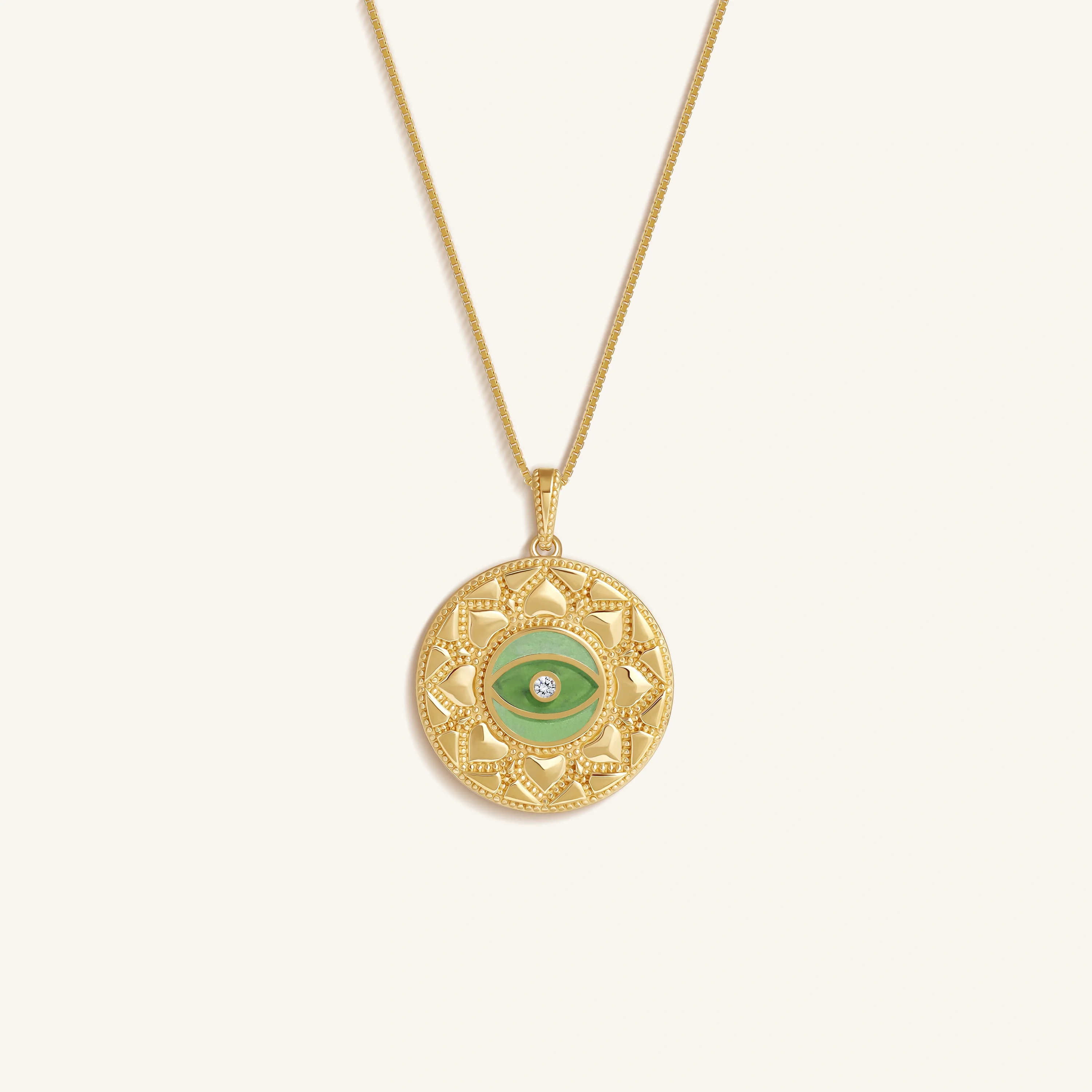 Karma and Luck Guardian Balance Jade Evil Eye Mandala Necklace - $129.00 at West Path 