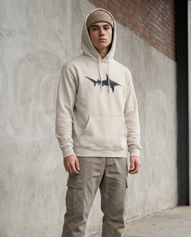 Hammerhead Shark Cruising, Moss Apparel, Shark Style 50/50 Hoodie