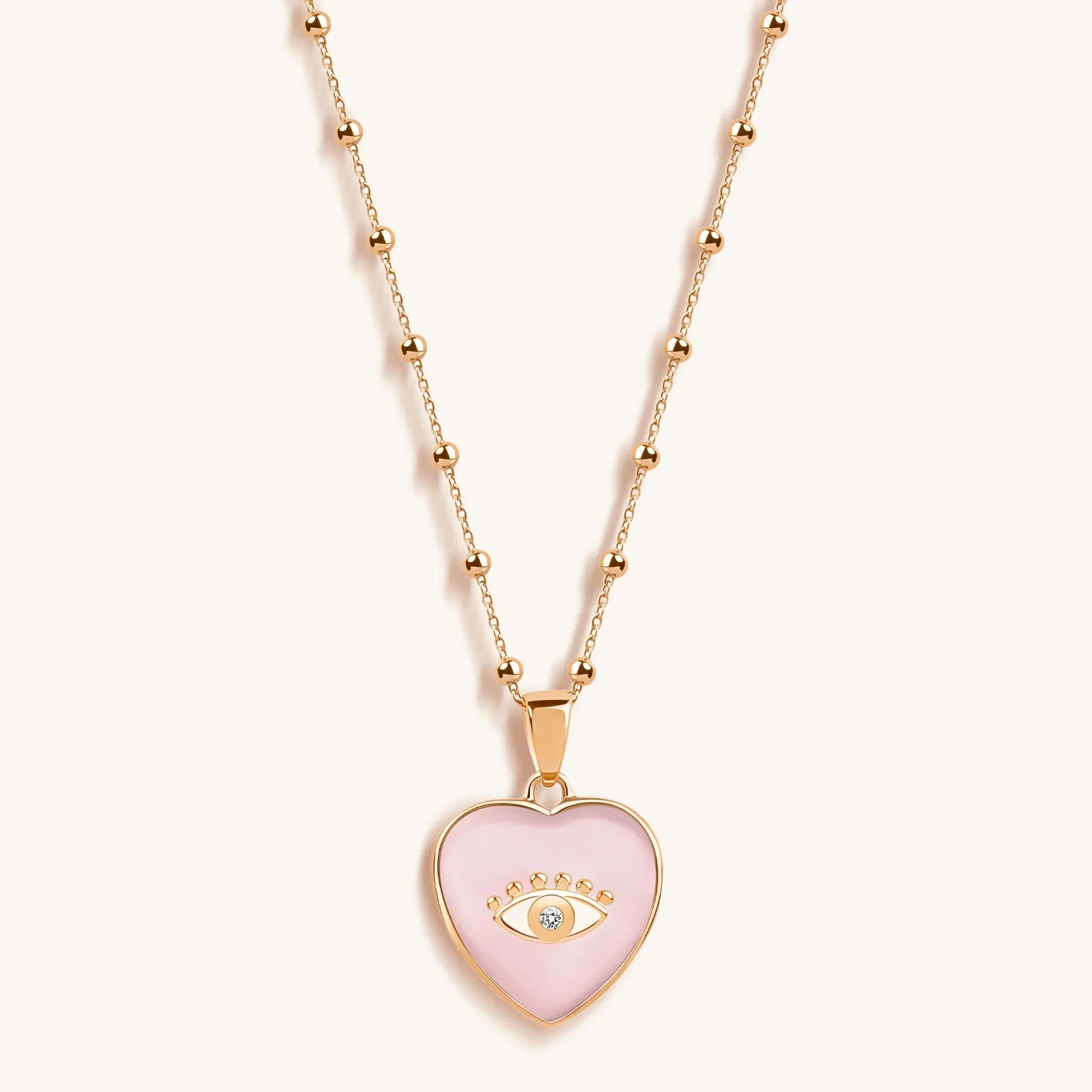 Karma and Luck Harmonious Emotions Mother Of Pearl Heart Evil Eye Necklace - $199.00 at West Path 
