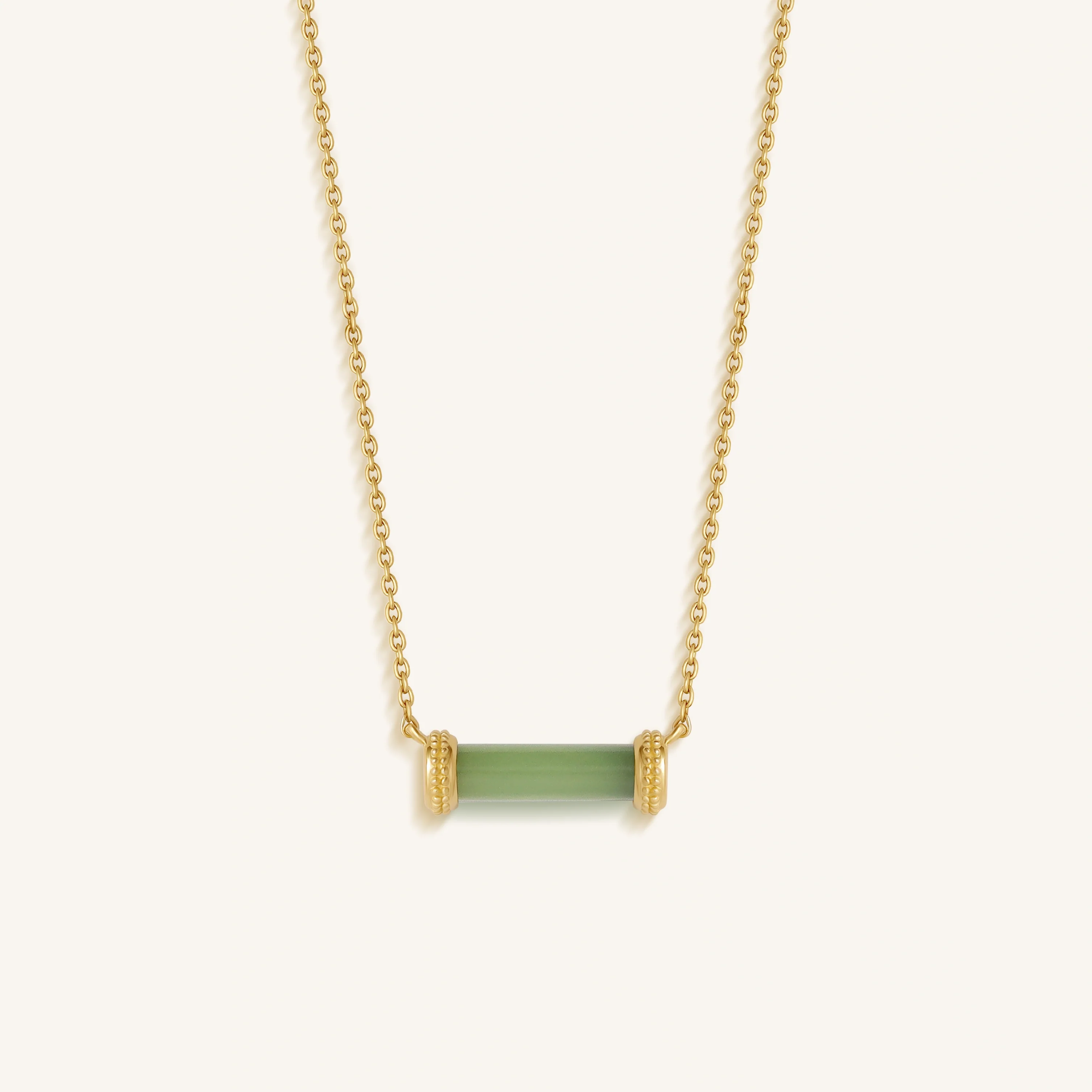 Karma and Luck Harmonious Path Jade Inlay Gold Necklace - $149.00 at West Path 