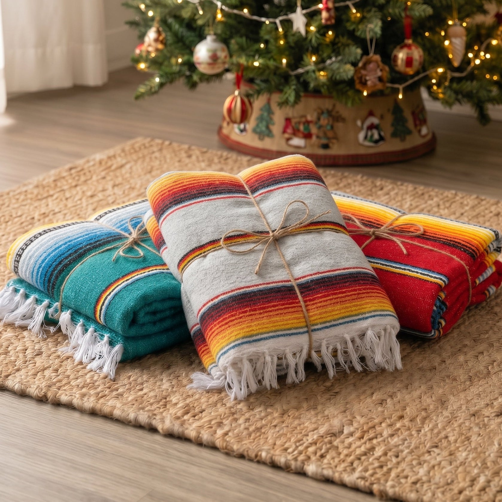 Holiday Gift Set | 3x Mexican Blankets Festive Colors