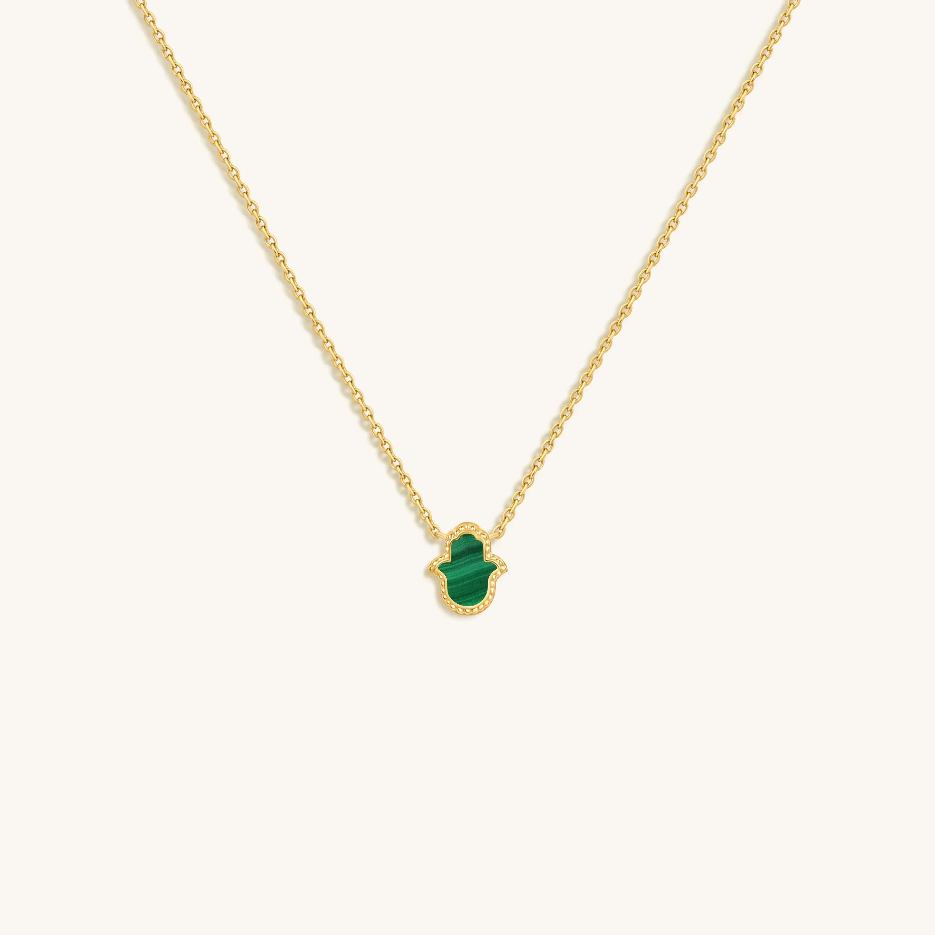 Karma and Luck Honest & Bright Malachite Hamsa Gold Necklace - $149.00 at West Path 