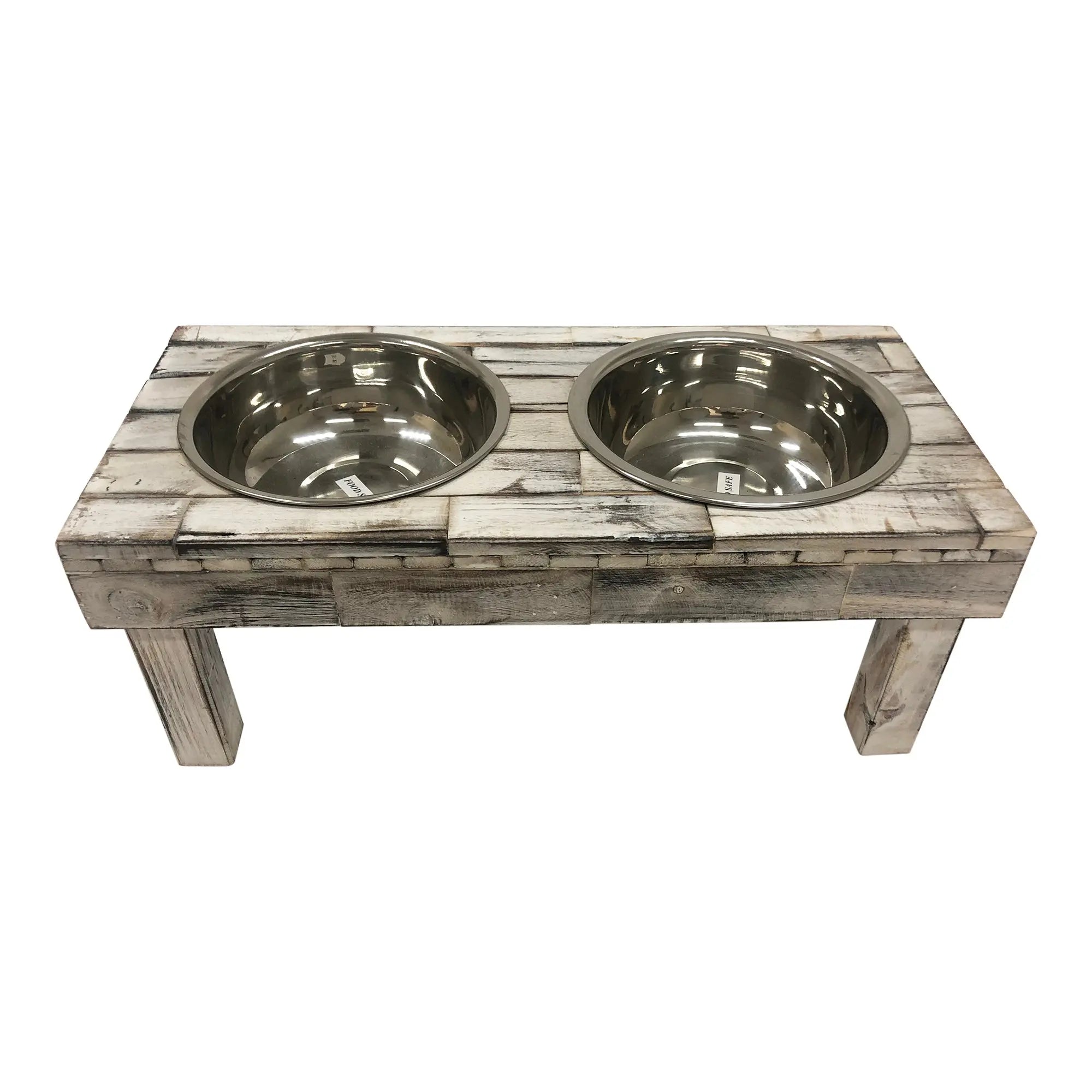 Huntley Huntley Pet Berjen Table Elevated Double Bowl Pet Feeder, White Wash - $49.99 at West Path 