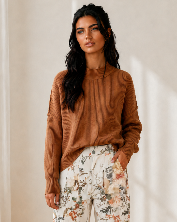 Indie & Co. Jen Ribbed Knit Stand Neck Regular Fit Sweater - $68.00 at West Path 
