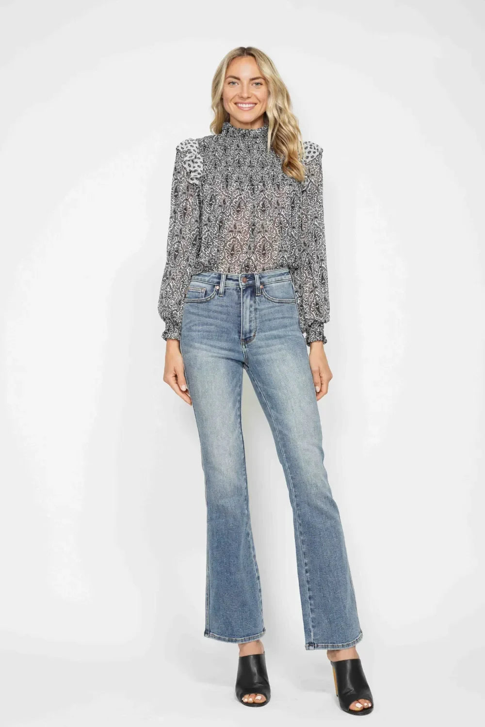 MPL Judy Blue Full Size Tummy Control Back Embroidered Pocketed Bootcut Jeans Plus Size - $68.00 at West Path 