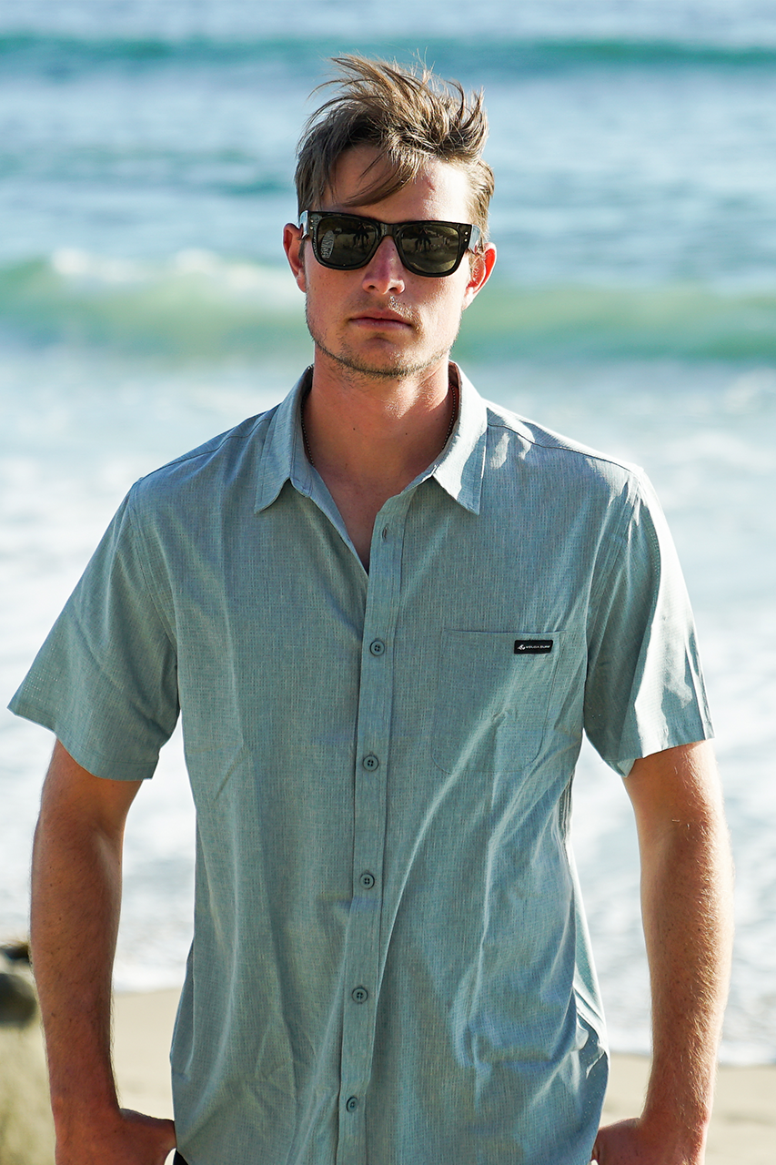 Koloa Surf Company Koloa Premium Short Sleeve Shirt- Washed Denim - $62.99 at West Path 
