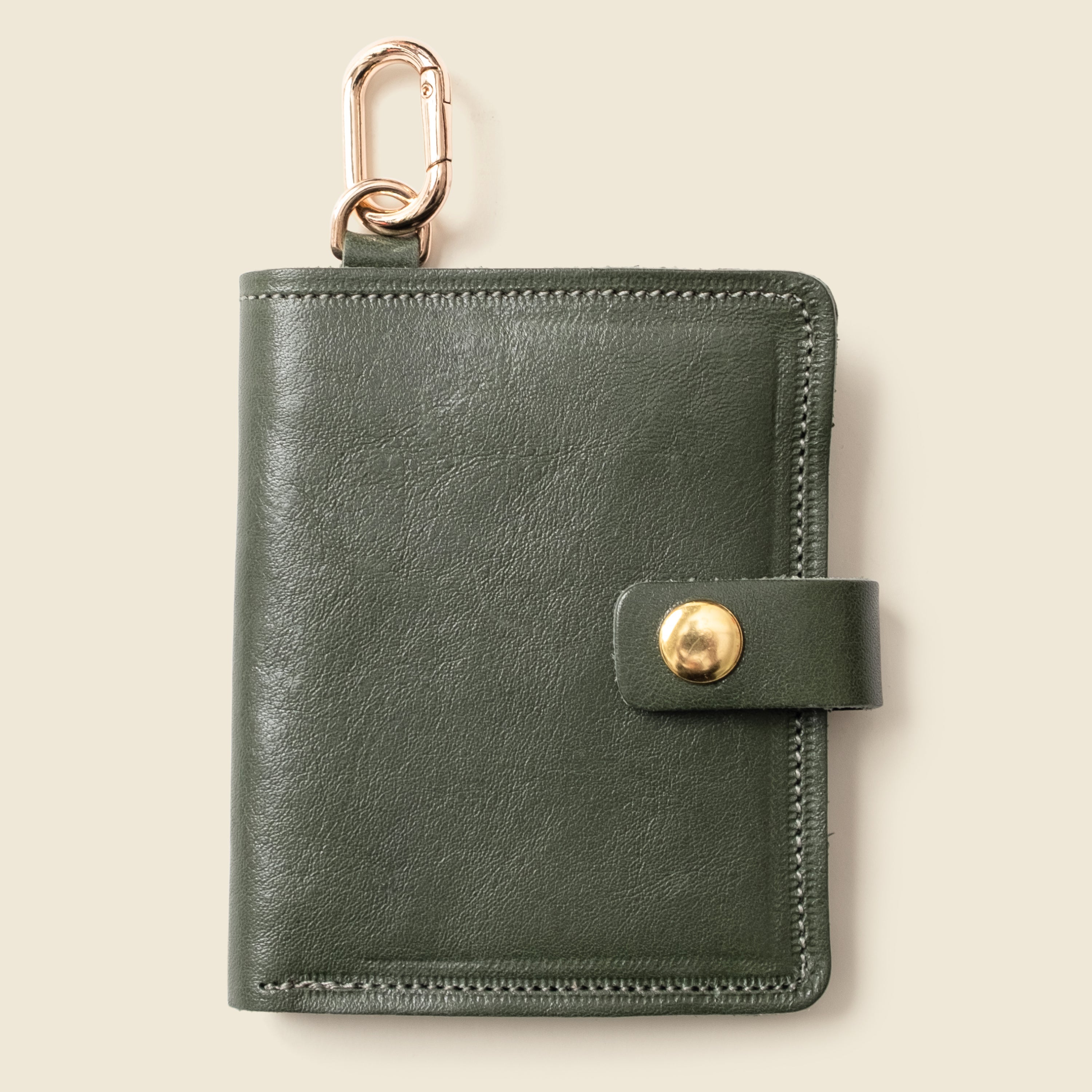 CASUPO Leather Bifold Wallet with Snap & Key Ring - Olive - $69.00 at West Path 