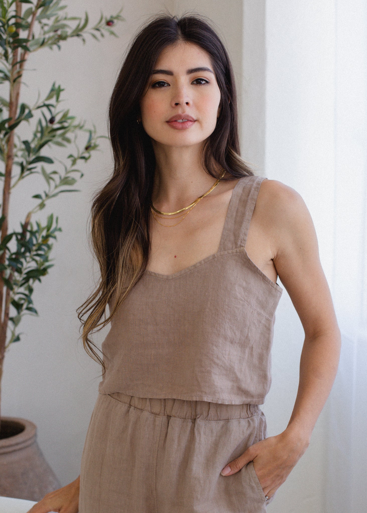 glee + co Linen Strap Tank - $65.00 at West Path 