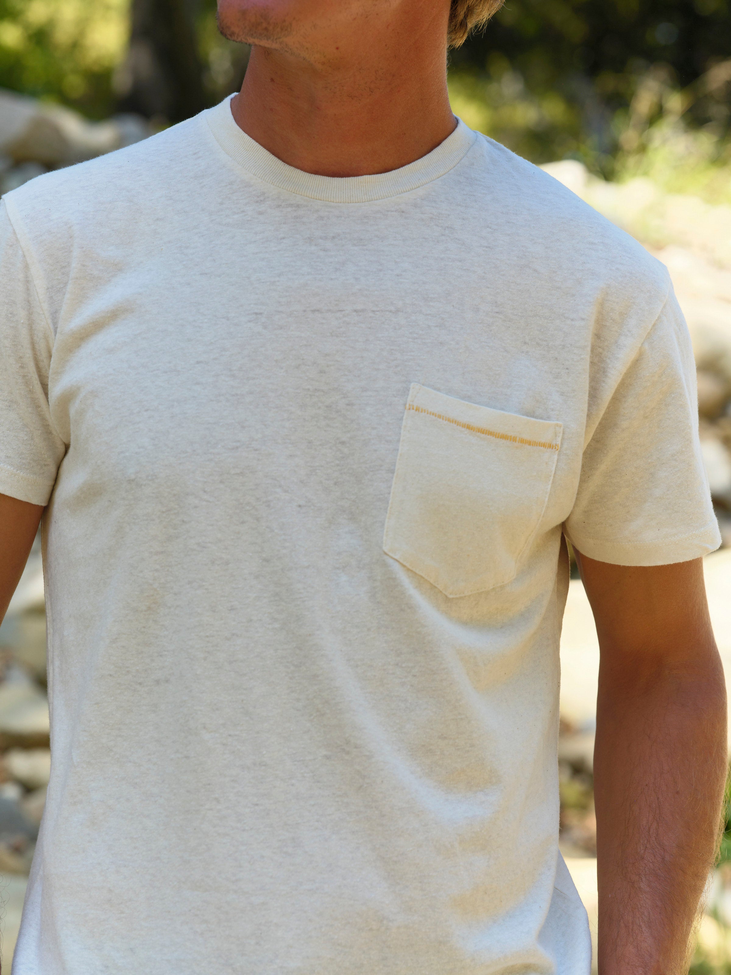 Mollusk Mollusk Hemp Pocket Tee - Men's All Natural Hemp Cotton Pocket T-Shirt - $44.00 at West Path 