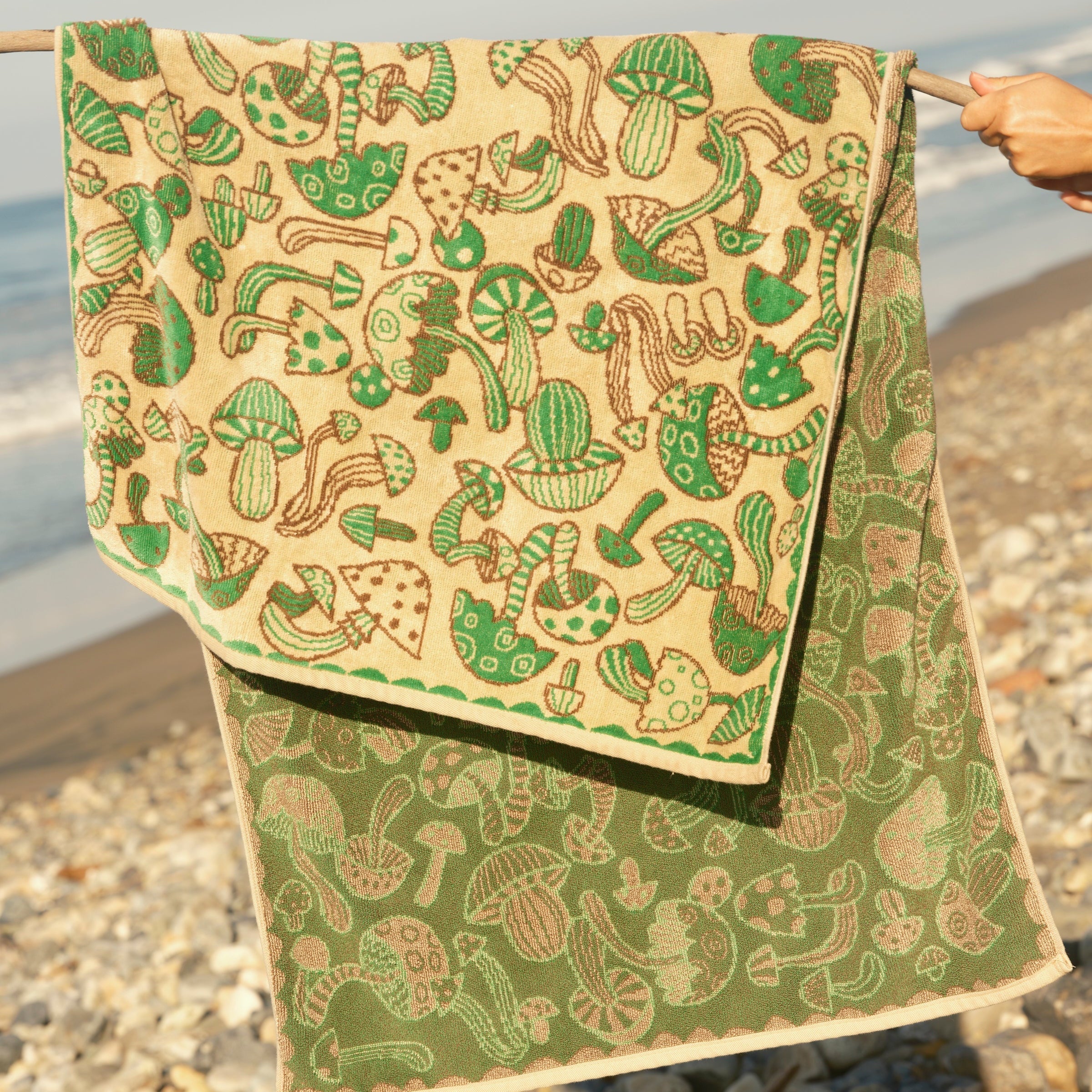 Mollusk Mollusk Shroom Towel - Plush Cotton Jacquard Beach Towel, Made in USA - $60.00 at West Path 