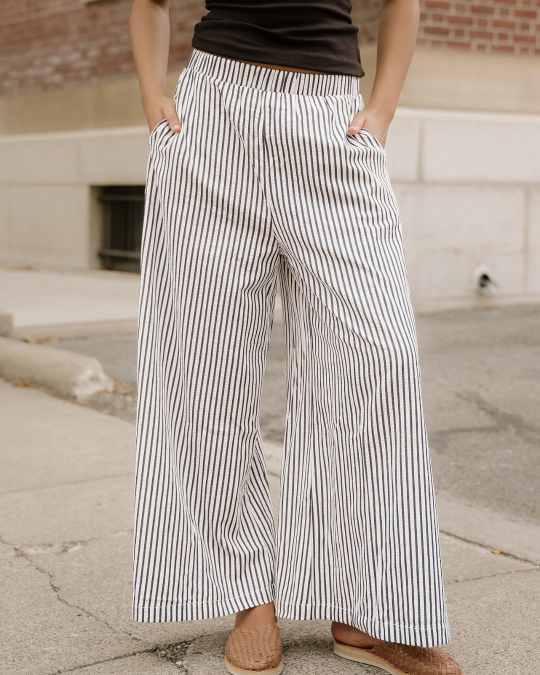 Indie & Co. Naeve Stripe Wide Leg Casual Pants - $56.00 at West Path 