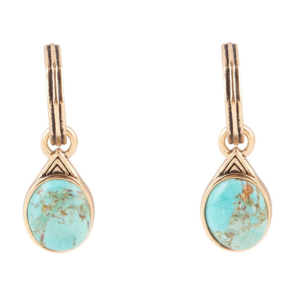 Barse Jewelry Nova Half-Hoop Blue Turquoise and Golden Earrings - $68.00 at West Path 