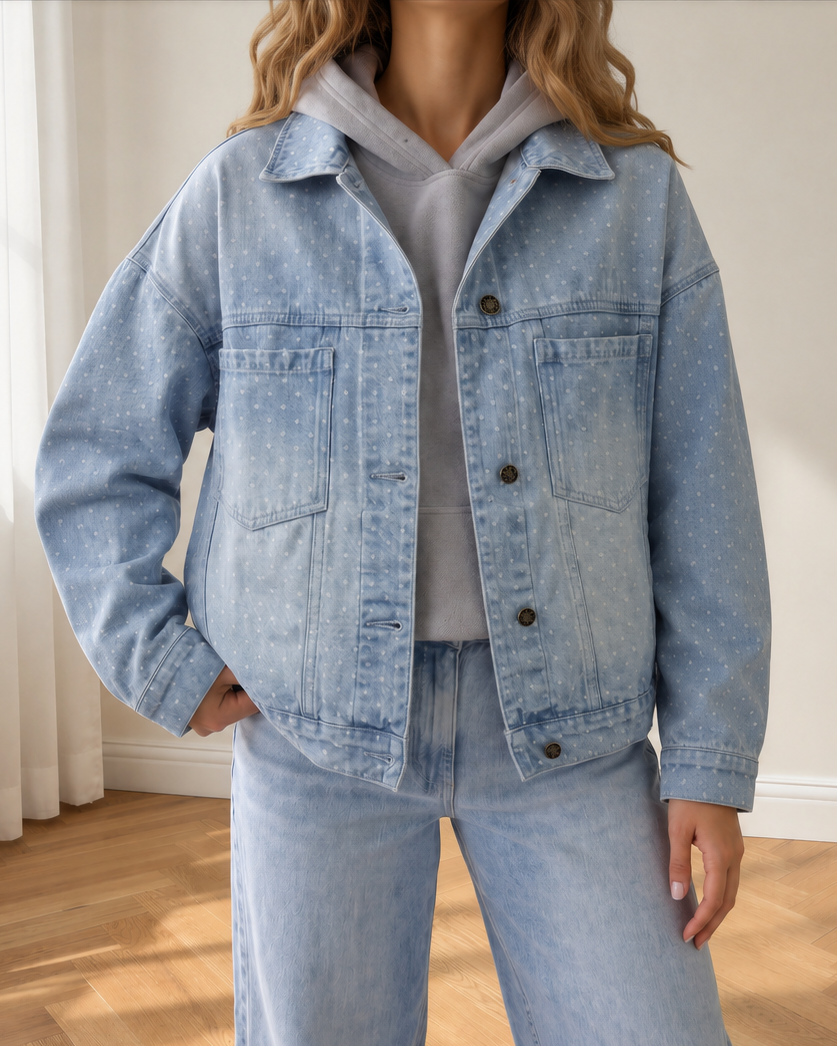 Indie & Co. Polka Dot Denim Jacket - $82.00 at West Path 