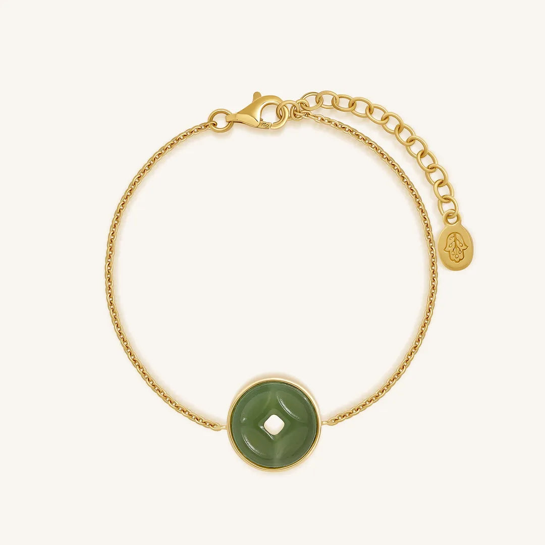 Karma and Luck Prosperity Line Jade Coin Bracelet - $149.00 at West Path 