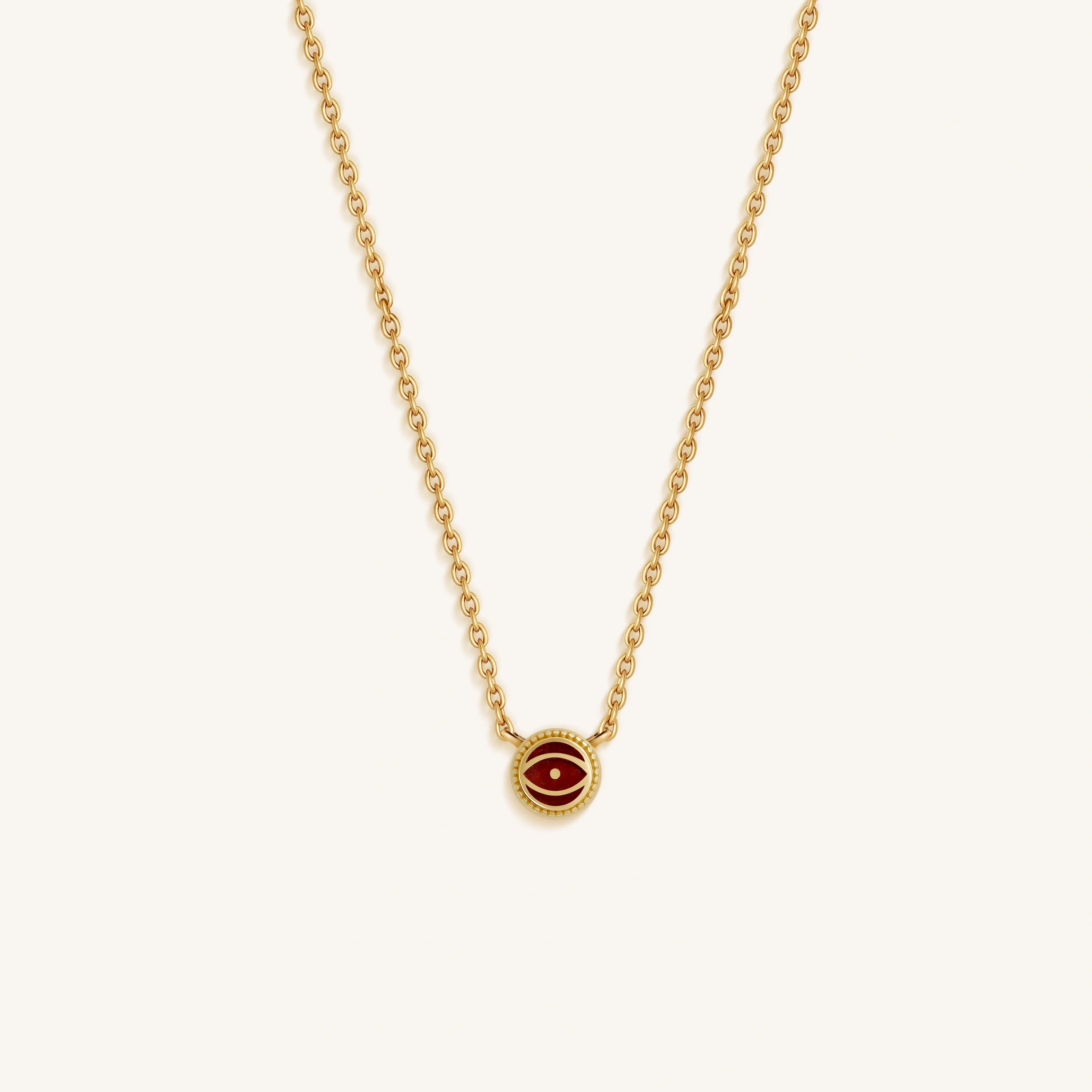 Karma and Luck Radiant Shield Garnet January Birthstone Evil Eye Necklace - $99.00 at West Path 