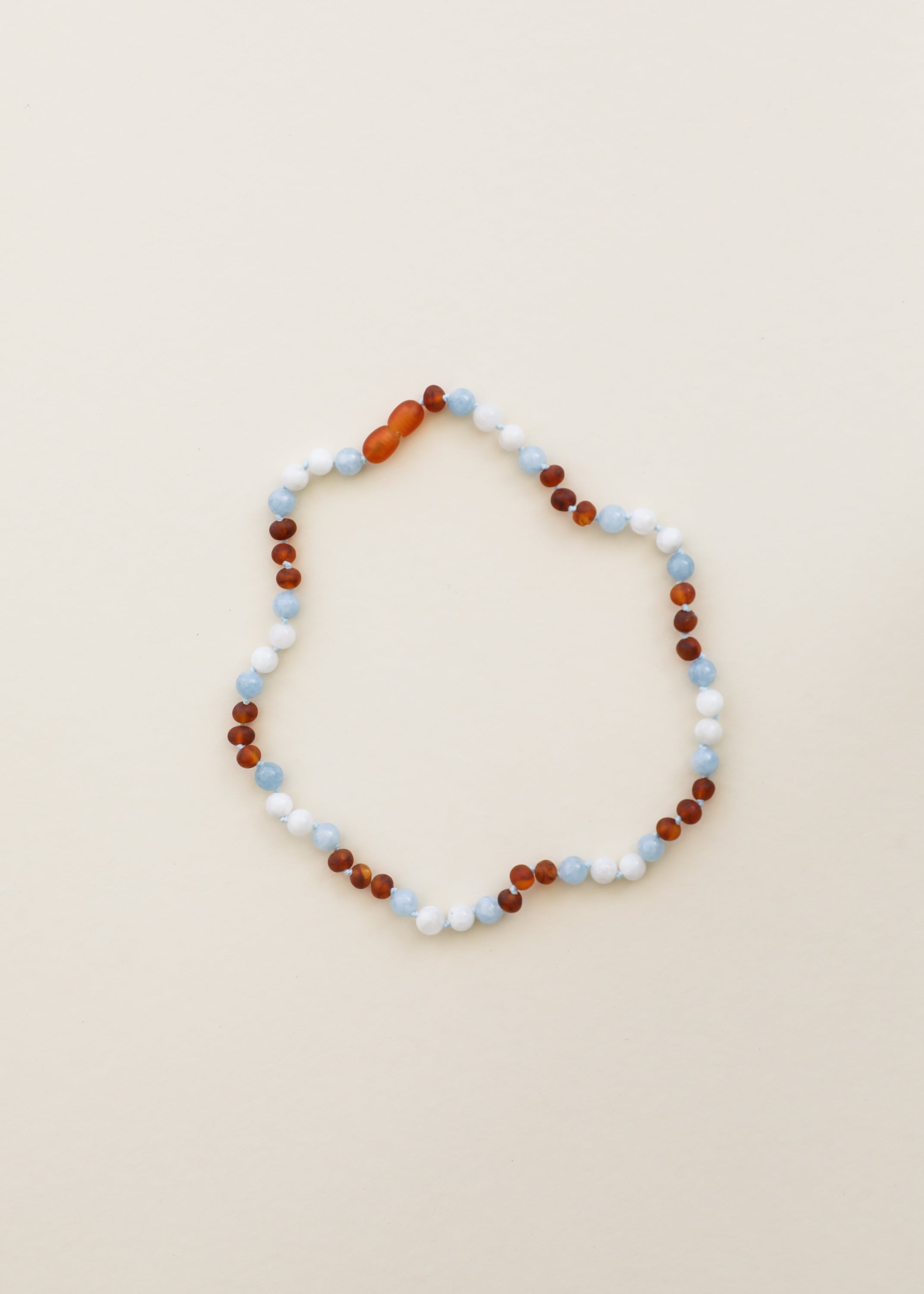 Raw Cognac Baltic Sea Amber + Moonstone + Aquamarine || Gemstone Necklace
