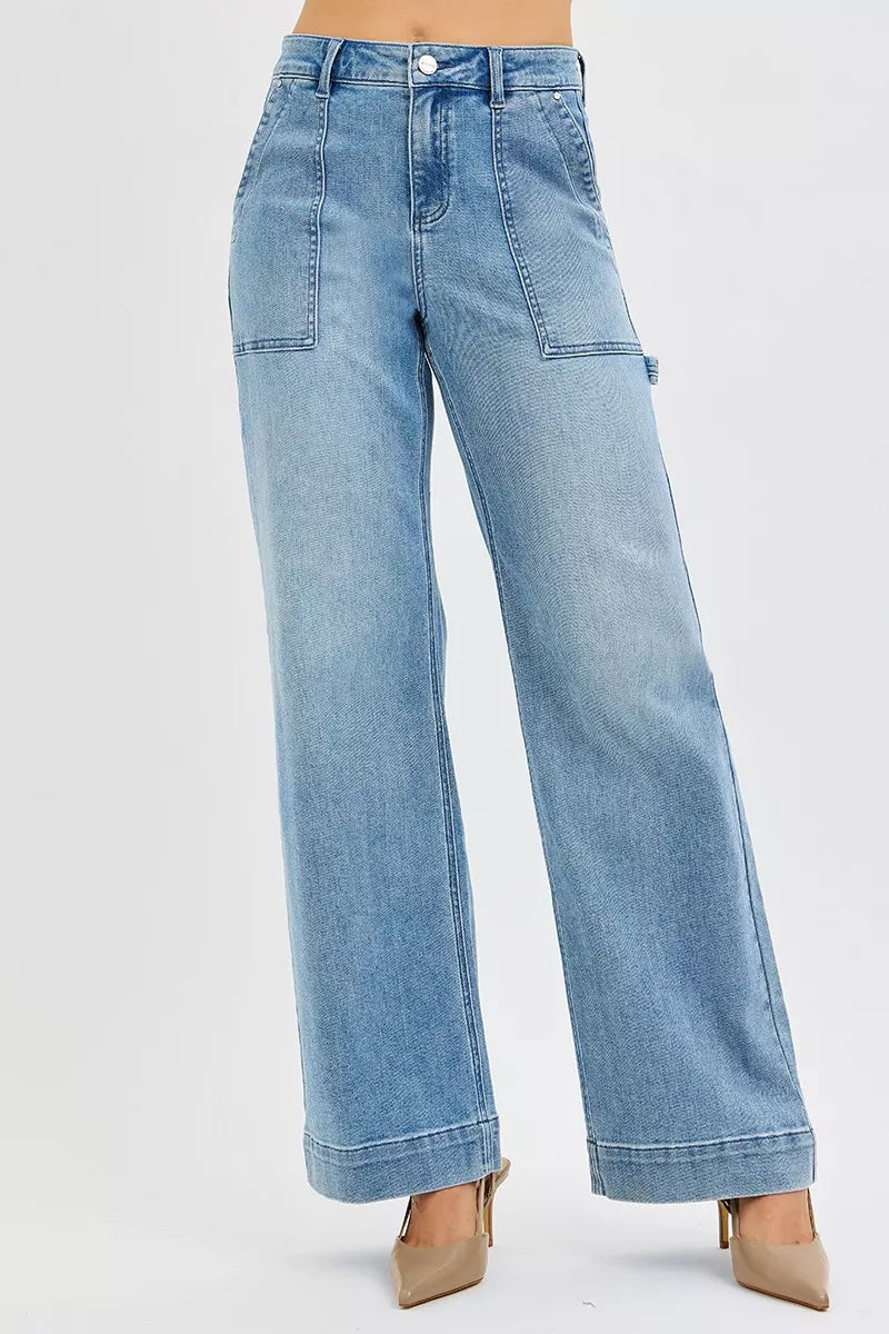 MPL RISEN Full Size High Rise Straight Leg Jeans with Front Pockets Plus Size - $73.00 at West Path 