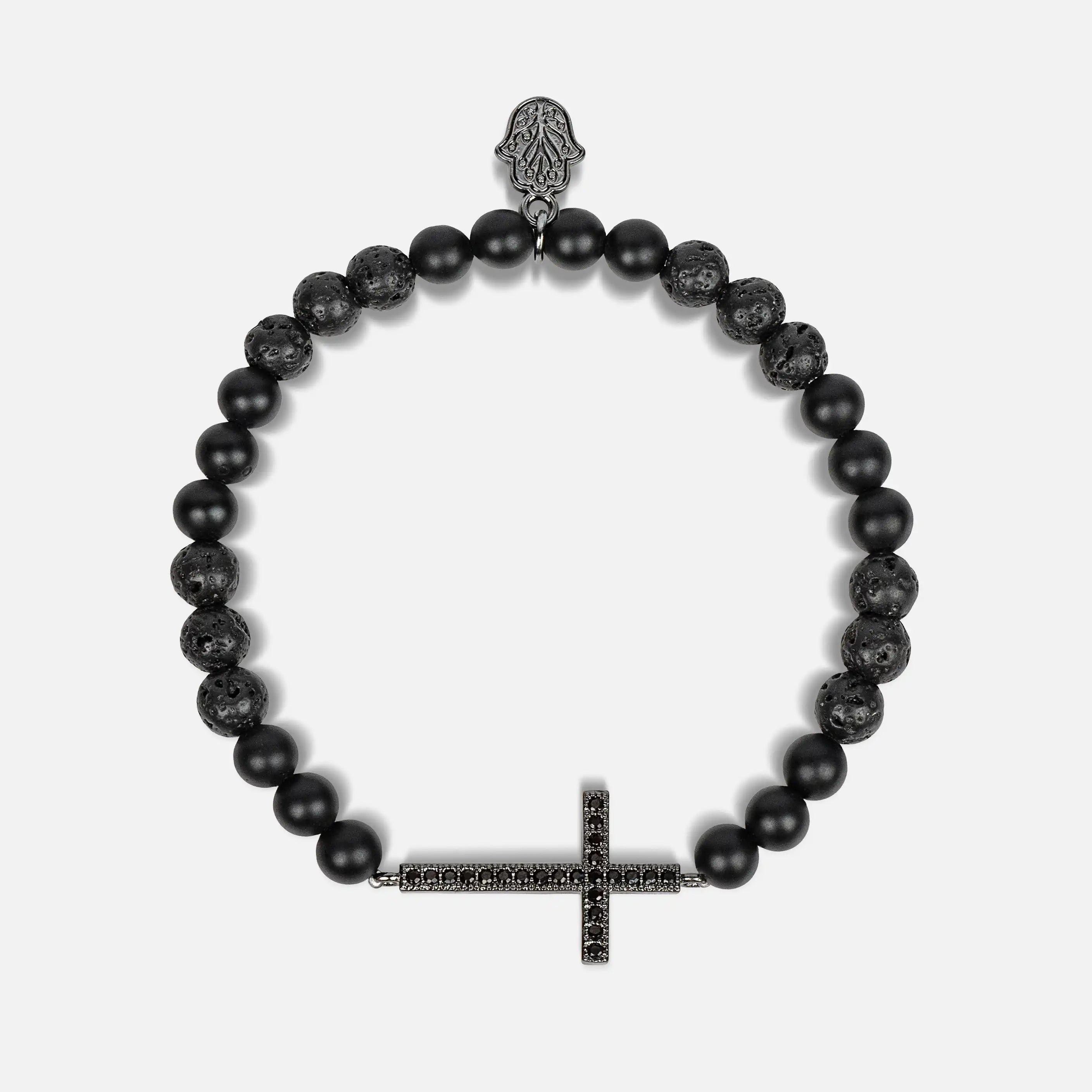 Karma and Luck Rooted Faith Lava Cross Bracelet - $69.00 at West Path 