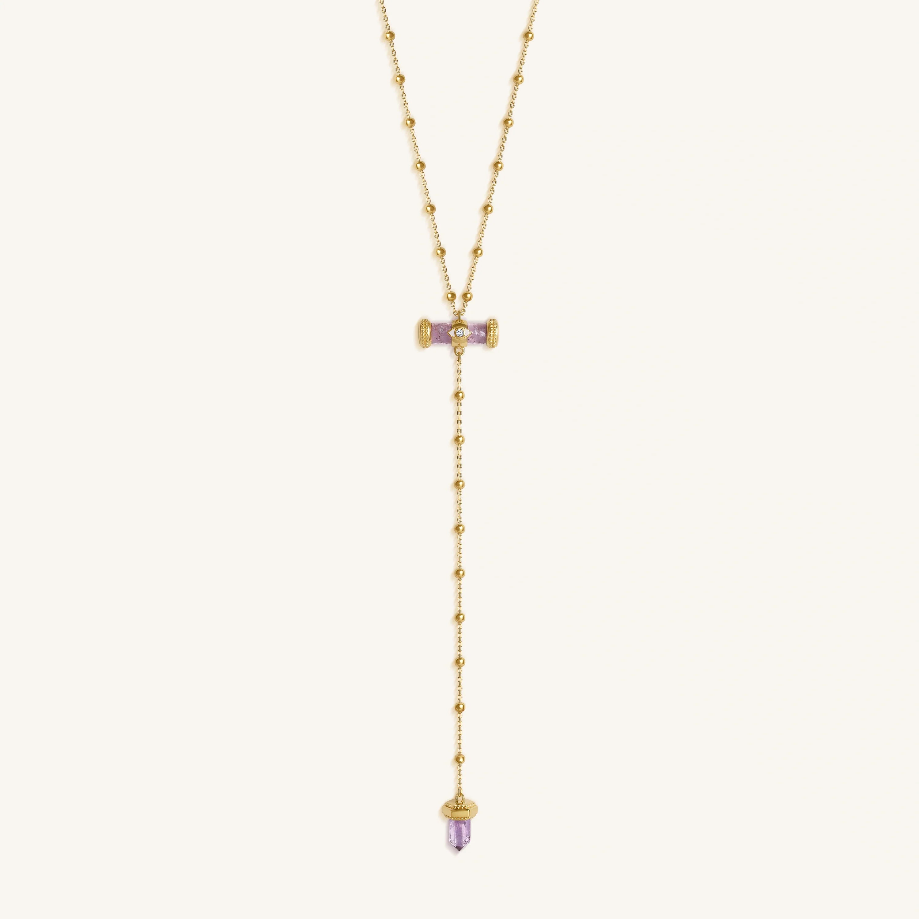 Karma and Luck Sacred Remedy Gold Amethyst Evil Eye Necklace - $199.00 at West Path 