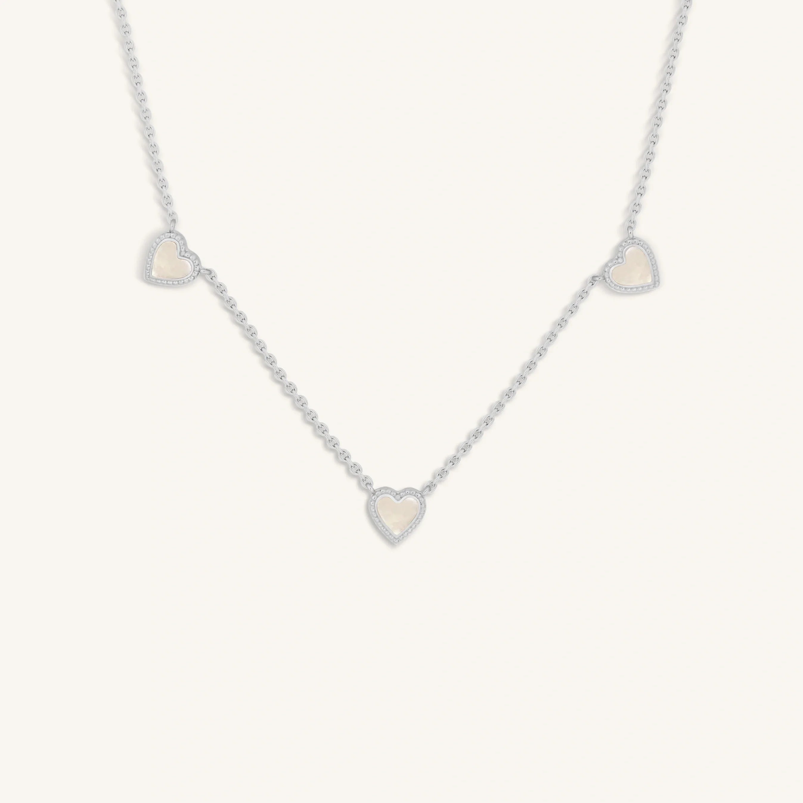Karma and Luck Serene Vibes Mother of Pearl Heart Silver Necklace - $149.00 at West Path 