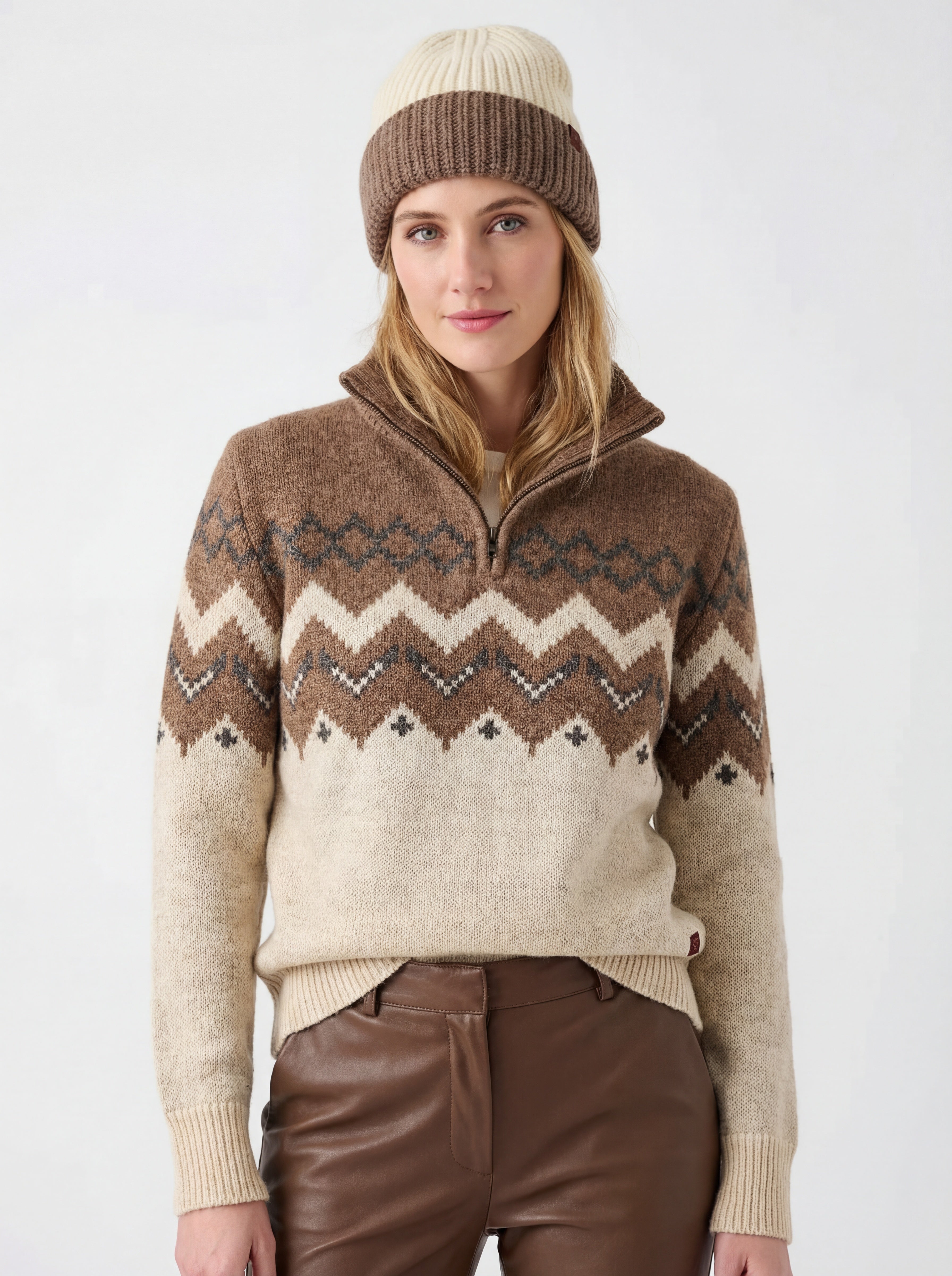 Adirondack Field Skyward Alpaca/Wool Sweater (Brown) - $352.00 at West Path 
