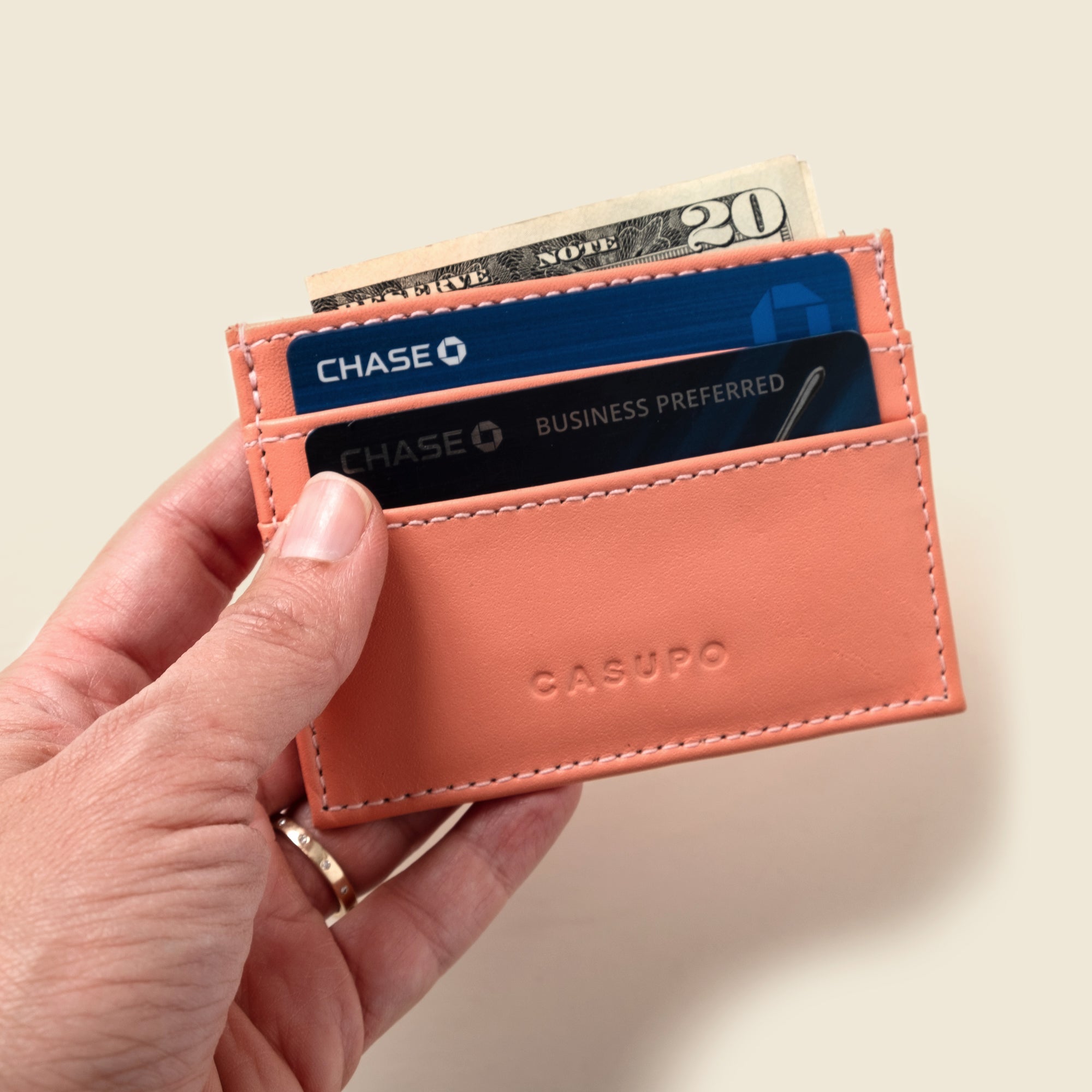 CASUPO Slim Card Holder Wallet With RFID Protection - Pink - $59.00 at West Path 
