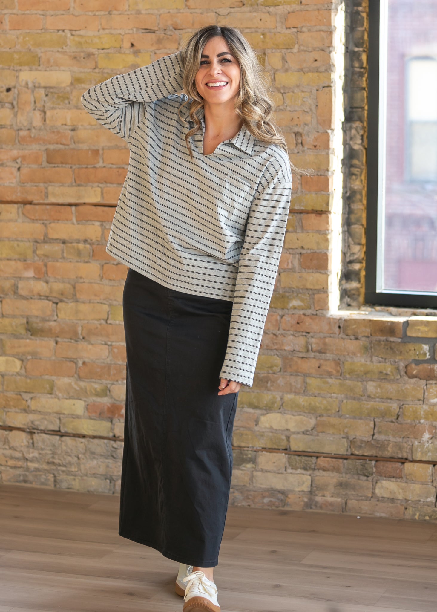 Inherit Co. Stella Onyx Black Denim Maxi Skirt - $56.00 at West Path 