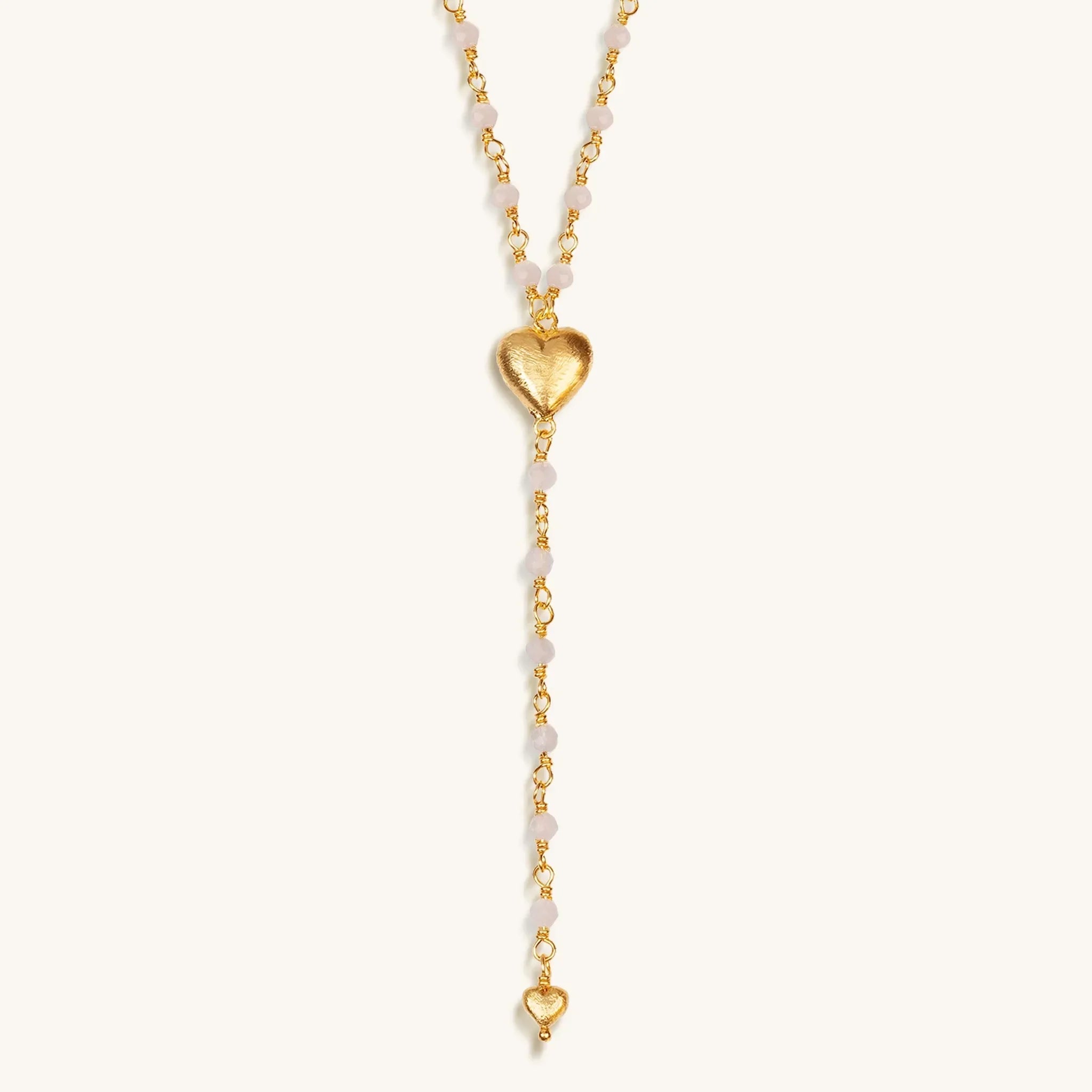 Karma and Luck Supreme Love Rose Quartz Heart Gold Plated Necklace - $129.00 at West Path 