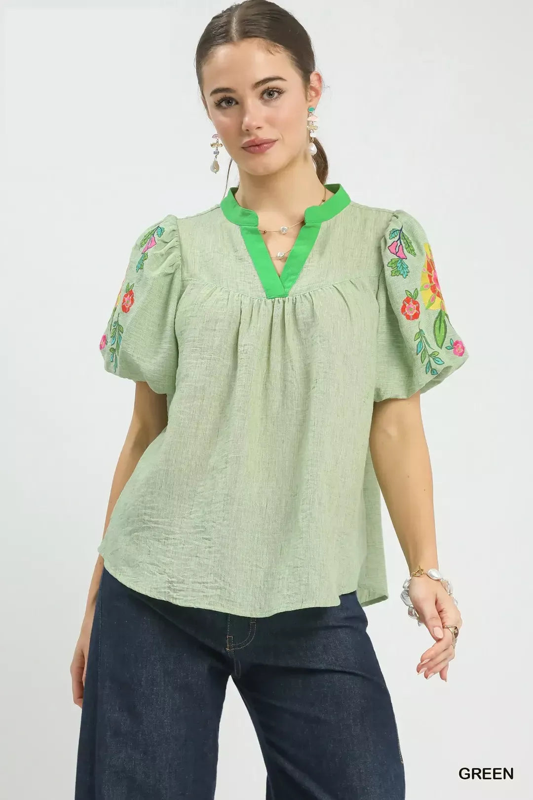 MPL Umgee Embroidered Puff Sleeve Top - $62.00 at West Path 