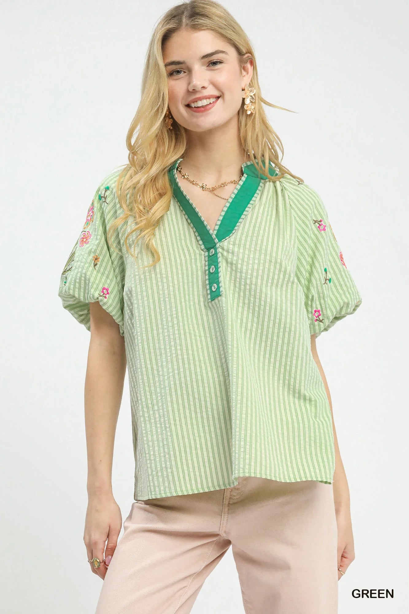 MPL Umgee Embroidered Stripe Top - $62.00 at West Path 