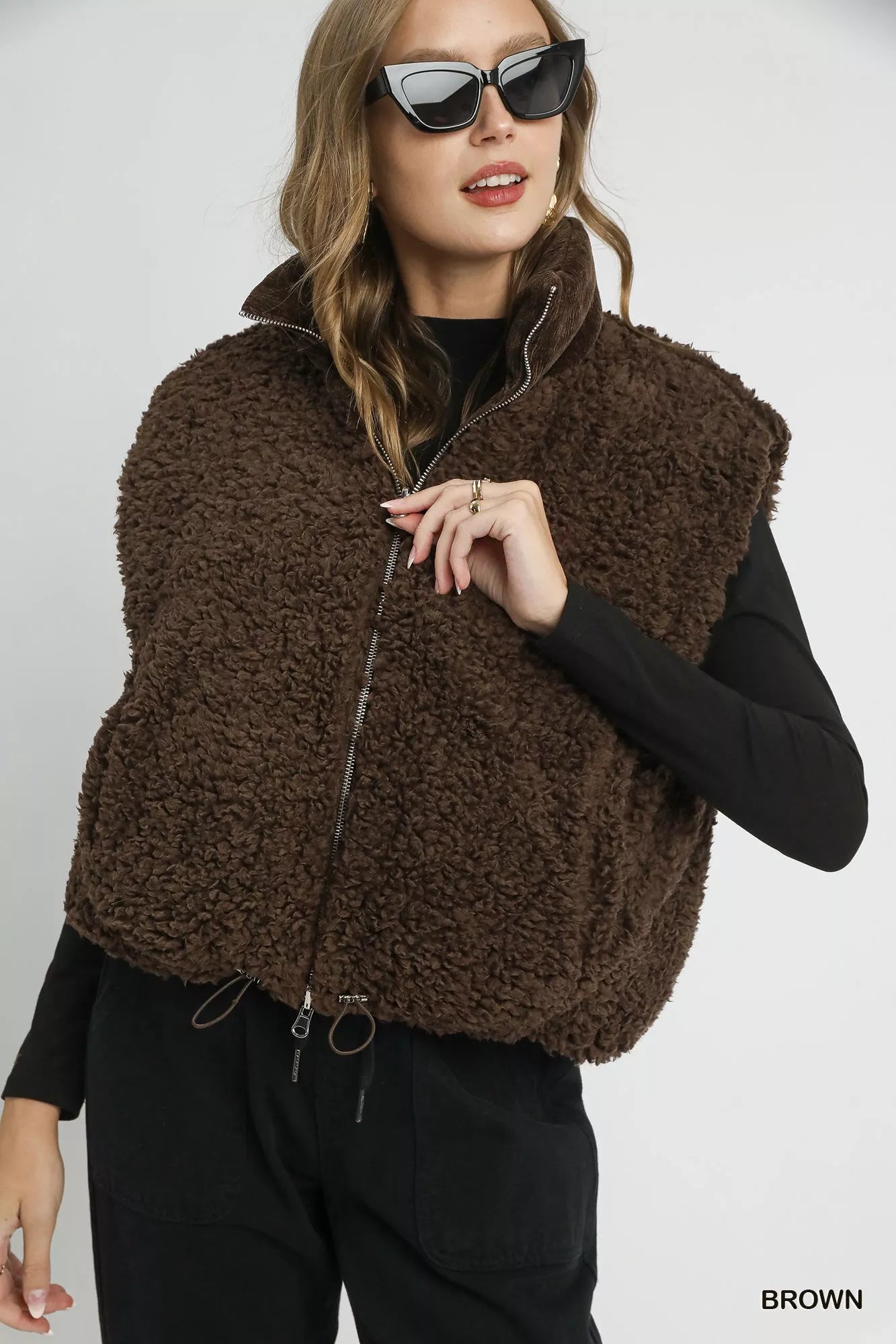 MPL Umgee Sherpa-Lined Zip Vest with Drawstring Hem - $71.00 at West Path 