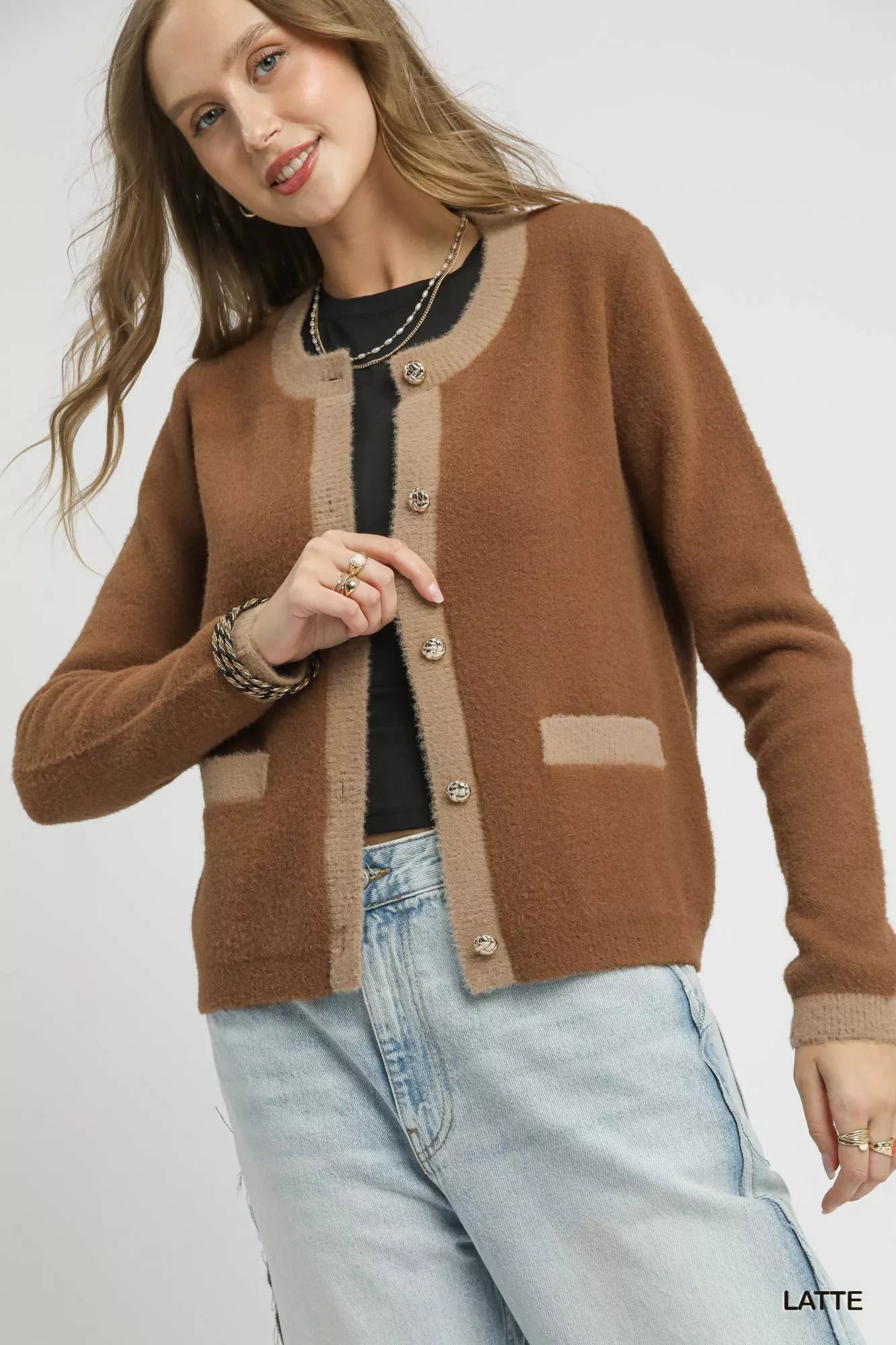 MPL Umgee Two-Tone Button Front Cardigan - $62.00 at West Path 
