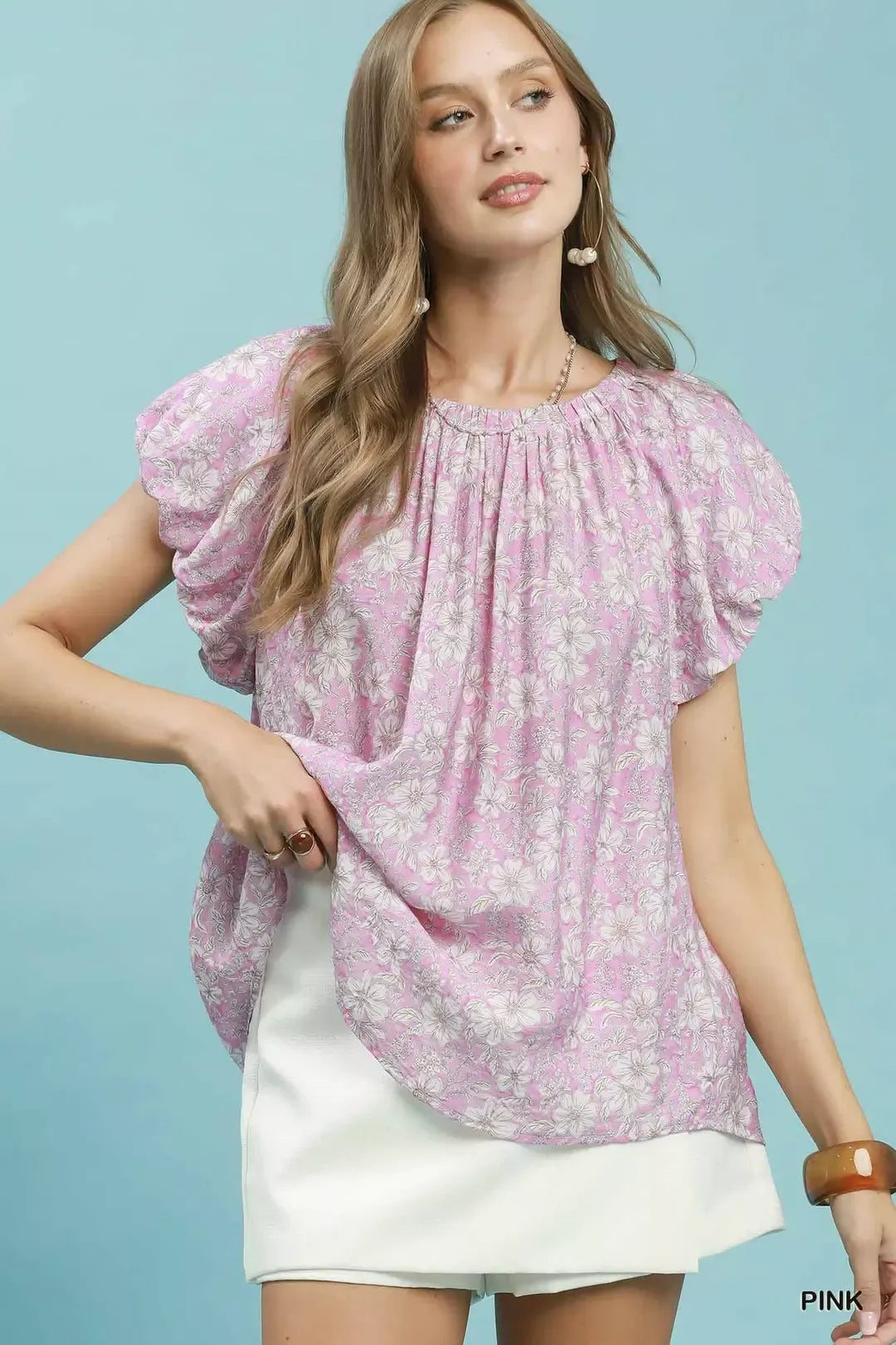 MPL Umgee Umgee Floral Puff Sleeve Blouse - $53.00 at West Path 