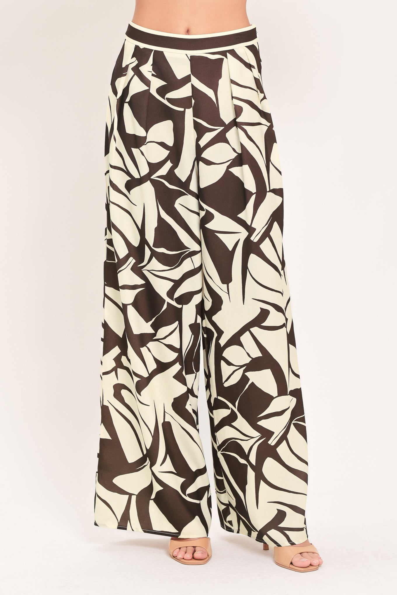 Flying Tomato VANILLA VINE MOSAIC WOVEN WIDE LEG PANTS - $70.00 at West Path 