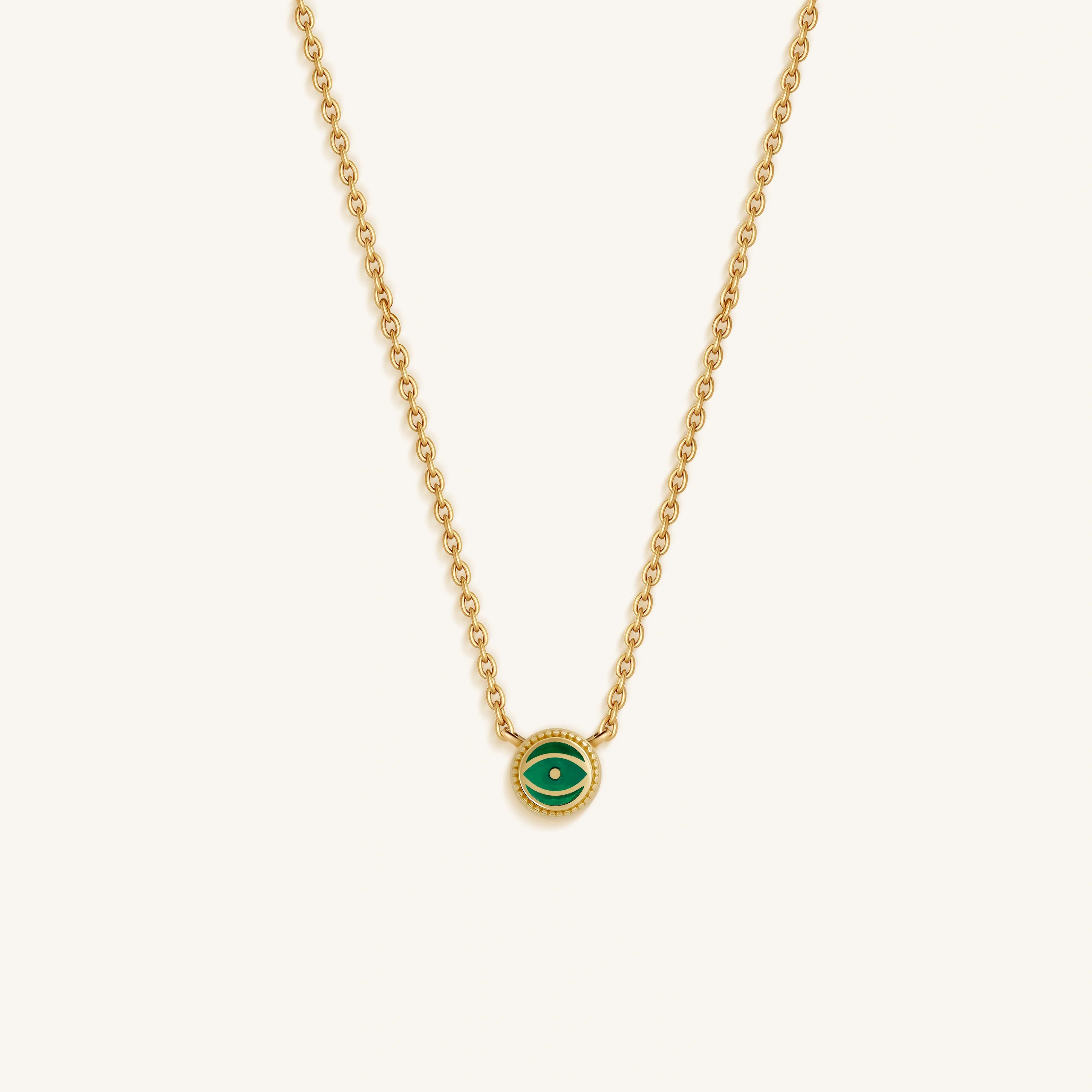 Karma and Luck Verdant Guardian Emerald Agate May Birthstone Evil Eye Gold Necklace - $99.00 at West Path 