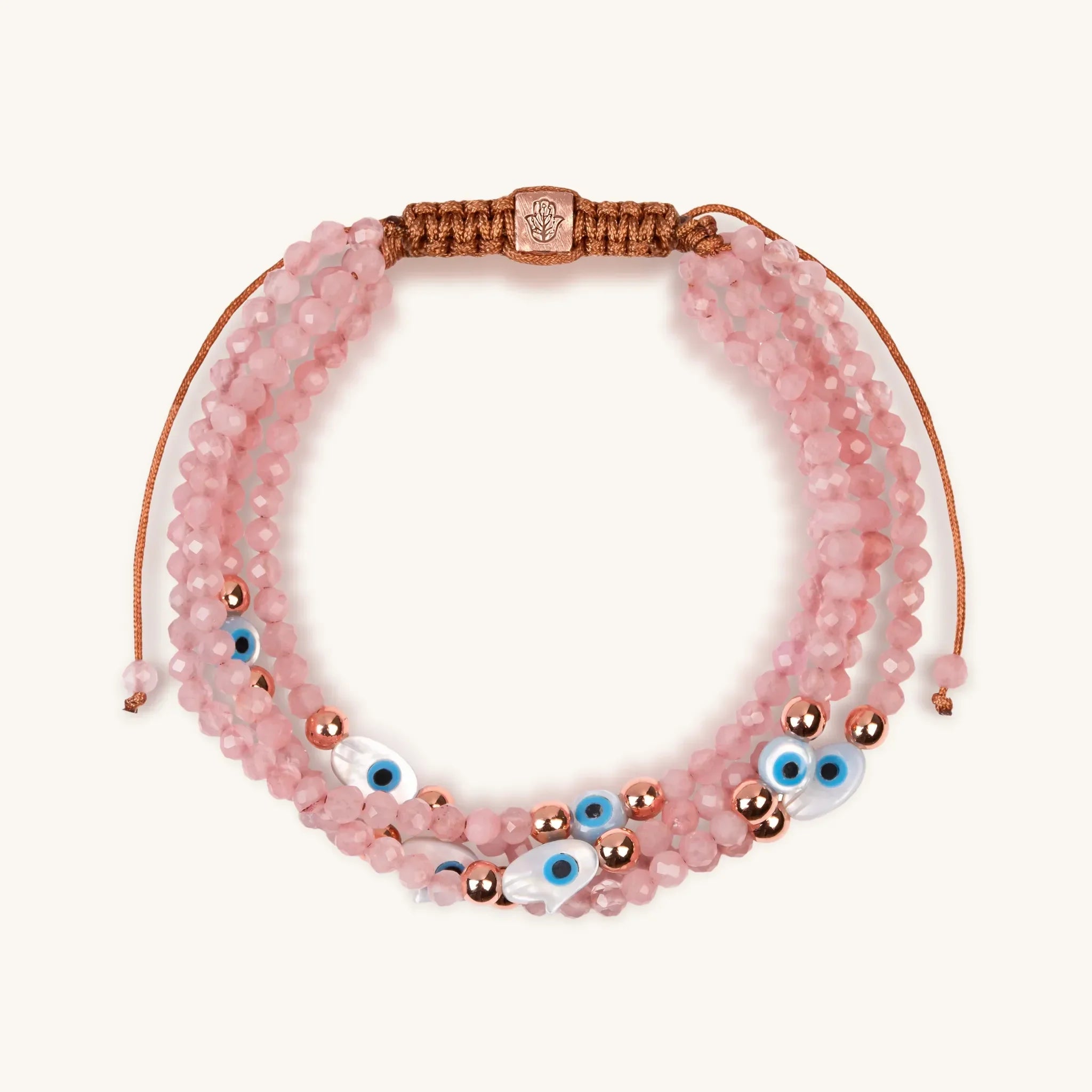 Karma and Luck Vision of Love Rose Quartz Evil Eye Bracelet - $79.00 at West Path 