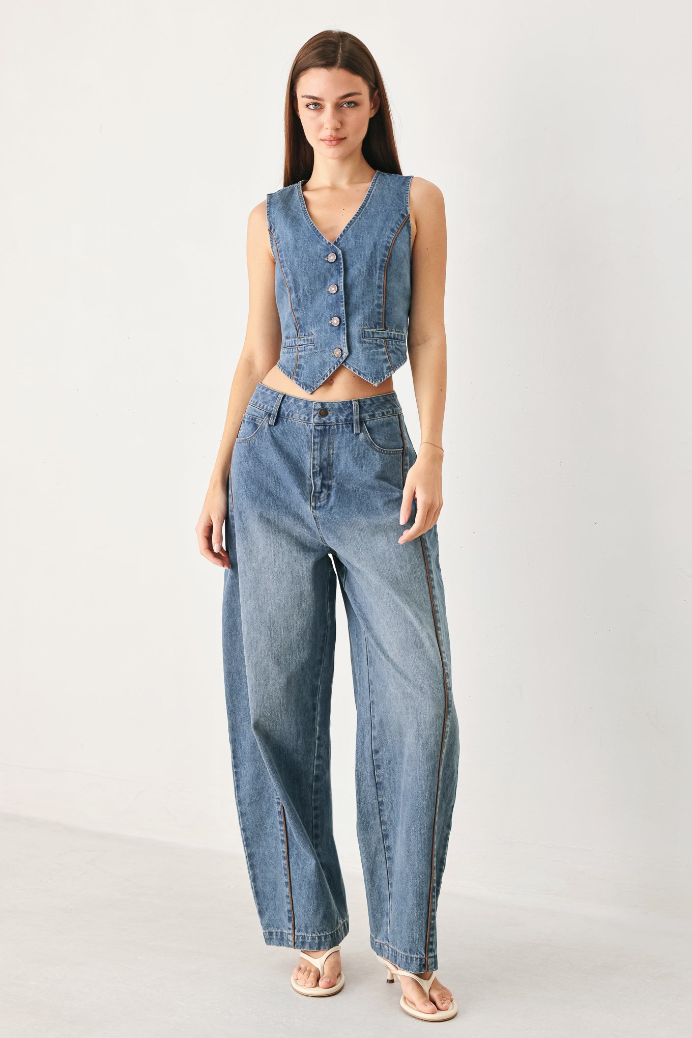 Flying Tomato WESTERN MUSE DENIM BALLON PANTS - $72.00 at West Path 