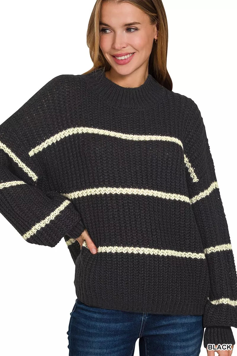 MPL Zenana Oversize Striped Sweater - $36.00 at West Path 